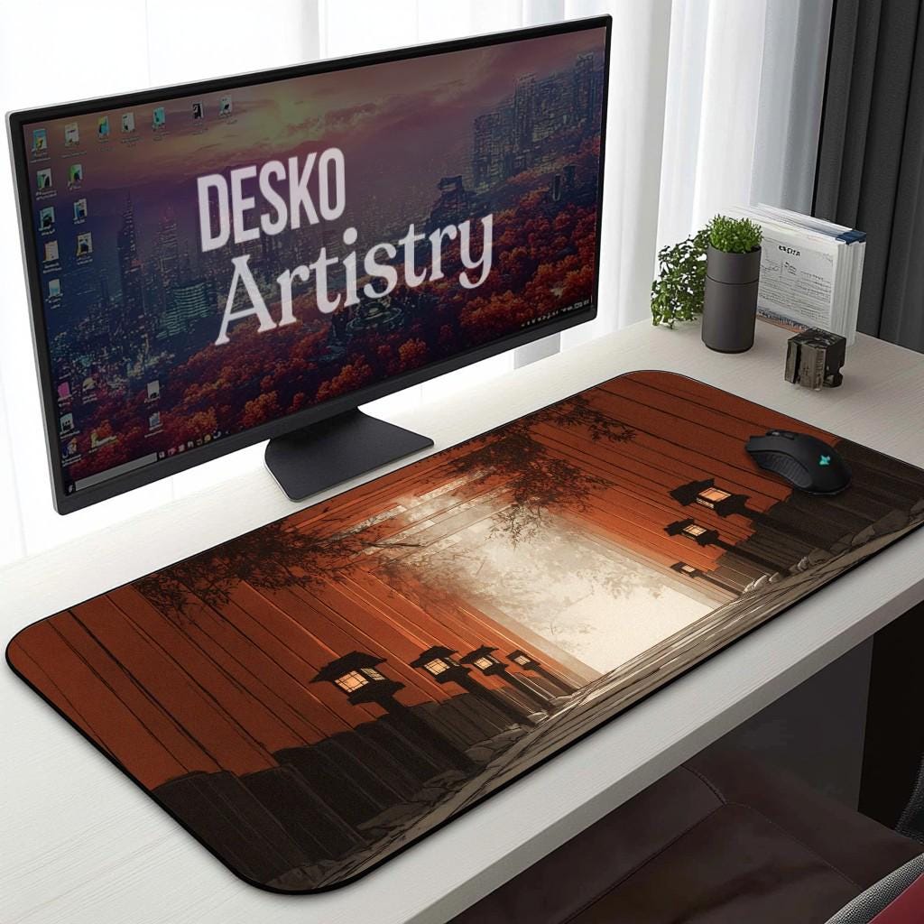 Japanese Red Gate Mouse Pad Fushimi Inari Torii Path Desk Mat Japanese Red Gate Mouse Pad Fushimi Inari Torii Path Desk Mat