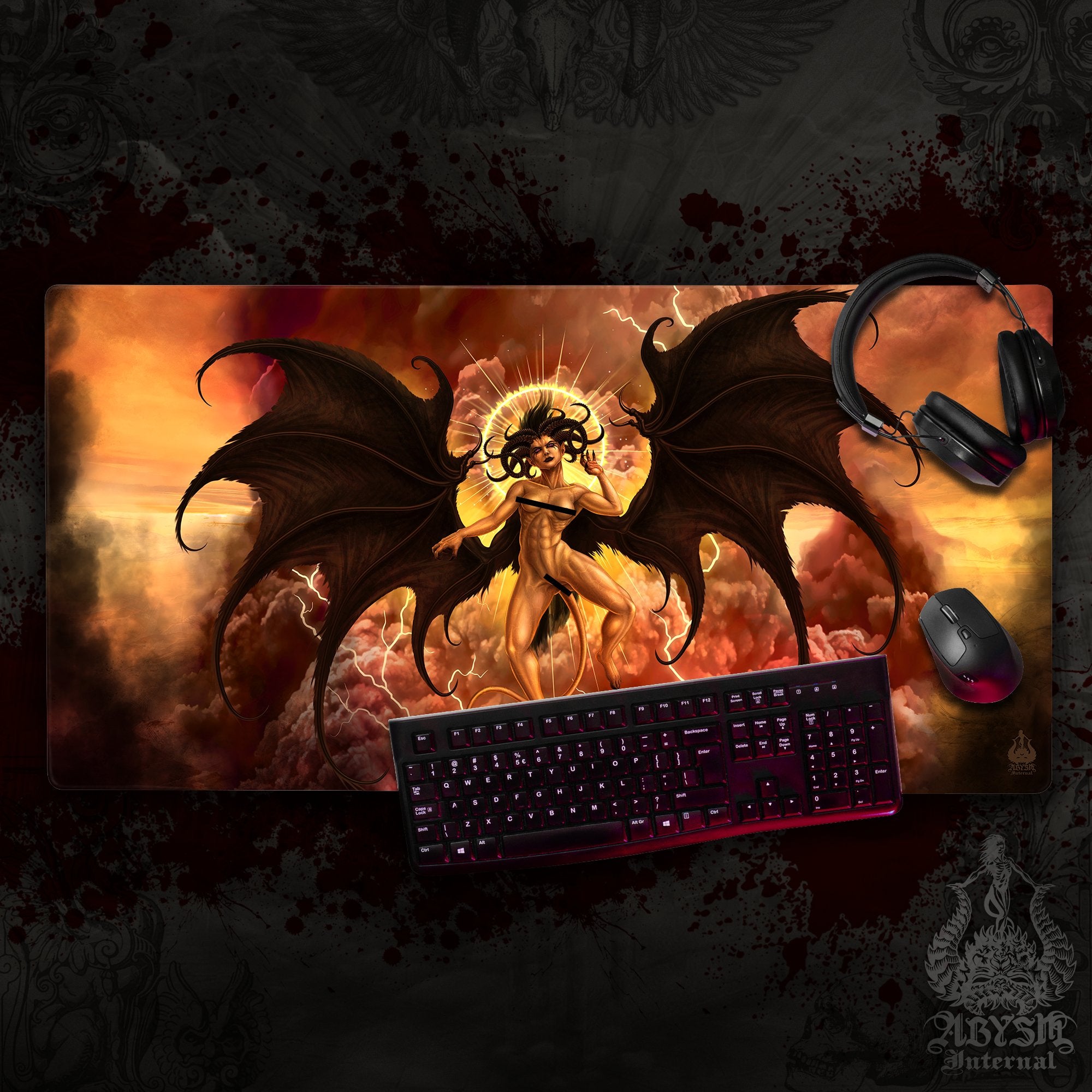 Lilith Gaming Mouse Pad, Demon Desk Mat, Erotic Demoness Table Protector Cover, Satanic Workpad, Dark Fantasy Art Print – Clothed, Nude and Semi, 3 Options Lilith Gaming Mouse Pad, Demon Desk Mat, Erotic Demoness Table Protector Cover, Satanic Workpad, Dark Fantasy Art Print – Clothed, Nude and Semi, 3 Options