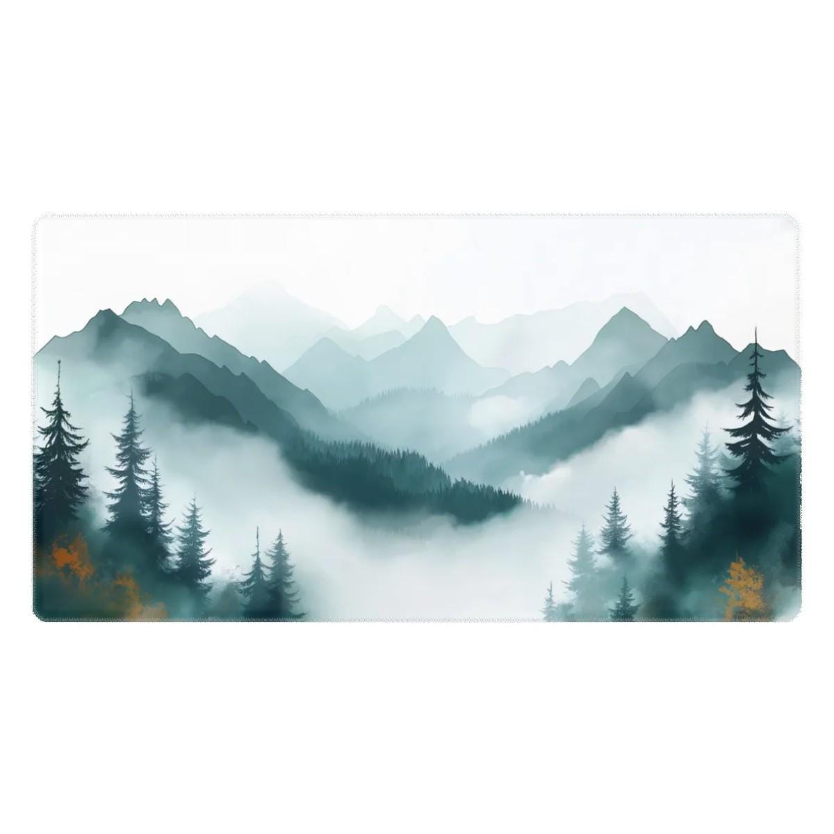 Misty Forest Desk Mat Watercolor Style Green Teal Mountain Nordic Scenic Nature Mouse Pad Misty Forest Desk Mat Watercolor Style Green Teal Mountain Nordic Scenic Nature Mouse Pad