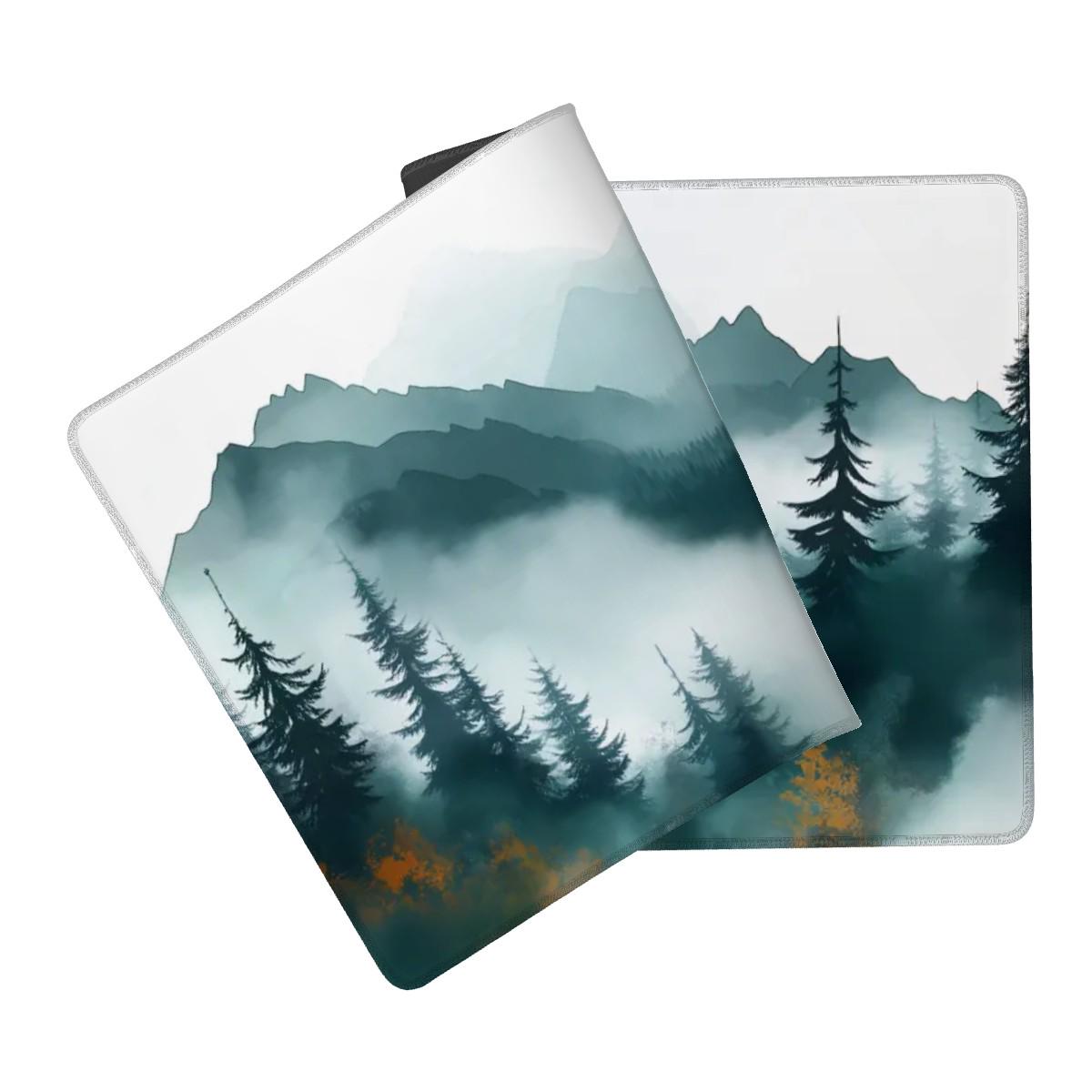 Misty Forest Desk Mat Watercolor Style Green Teal Mountain Nordic Scenic Nature Mouse Pad Misty Forest Desk Mat Watercolor Style Green Teal Mountain Nordic Scenic Nature Mouse Pad
