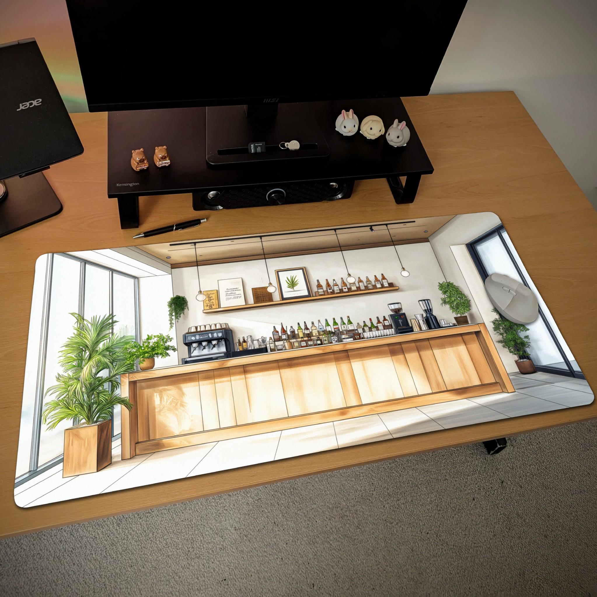 Modern Bar Cafe Desk Mat Coffee Bar Illustration Mouse Pad Modern Bar Cafe Desk Mat Coffee Bar Illustration Mouse Pad