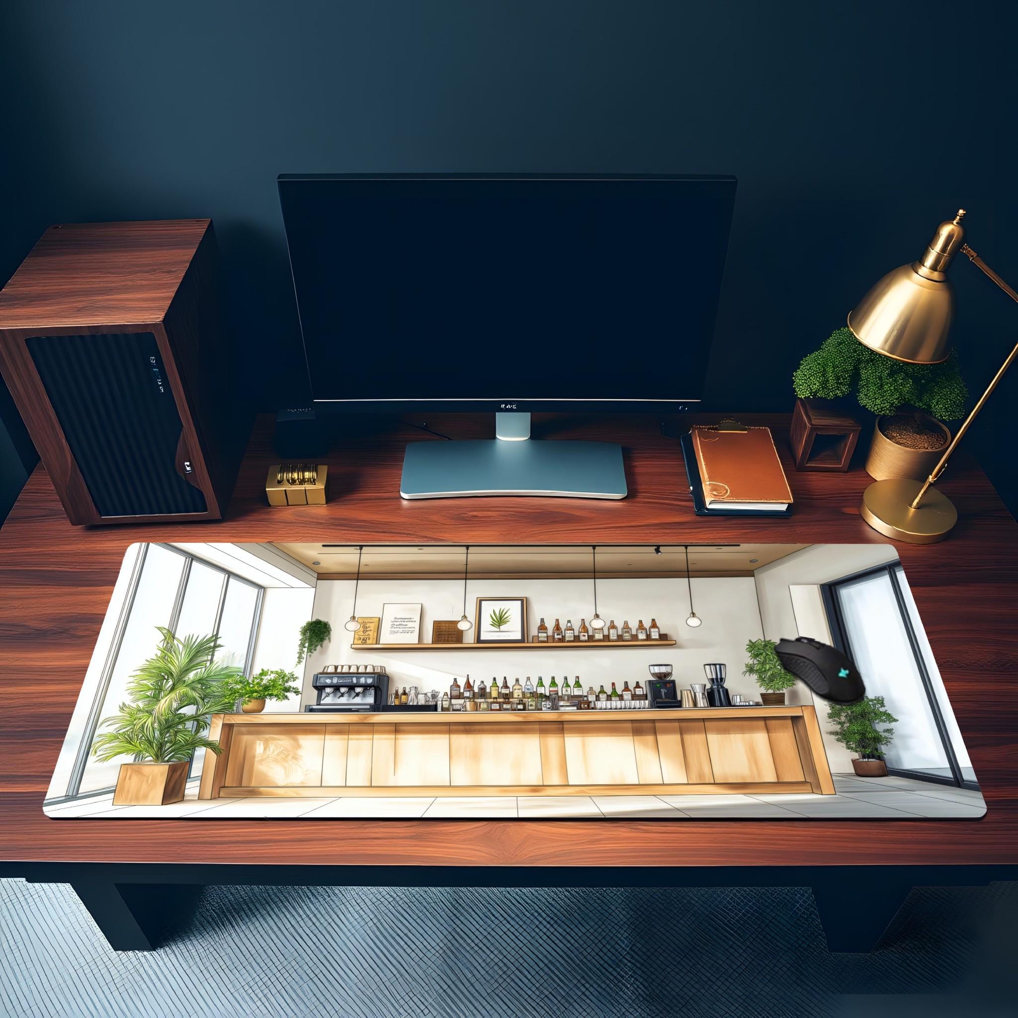 Modern Bar Cafe Desk Mat Coffee Bar Illustration Mouse Pad Modern Bar Cafe Desk Mat Coffee Bar Illustration Mouse Pad