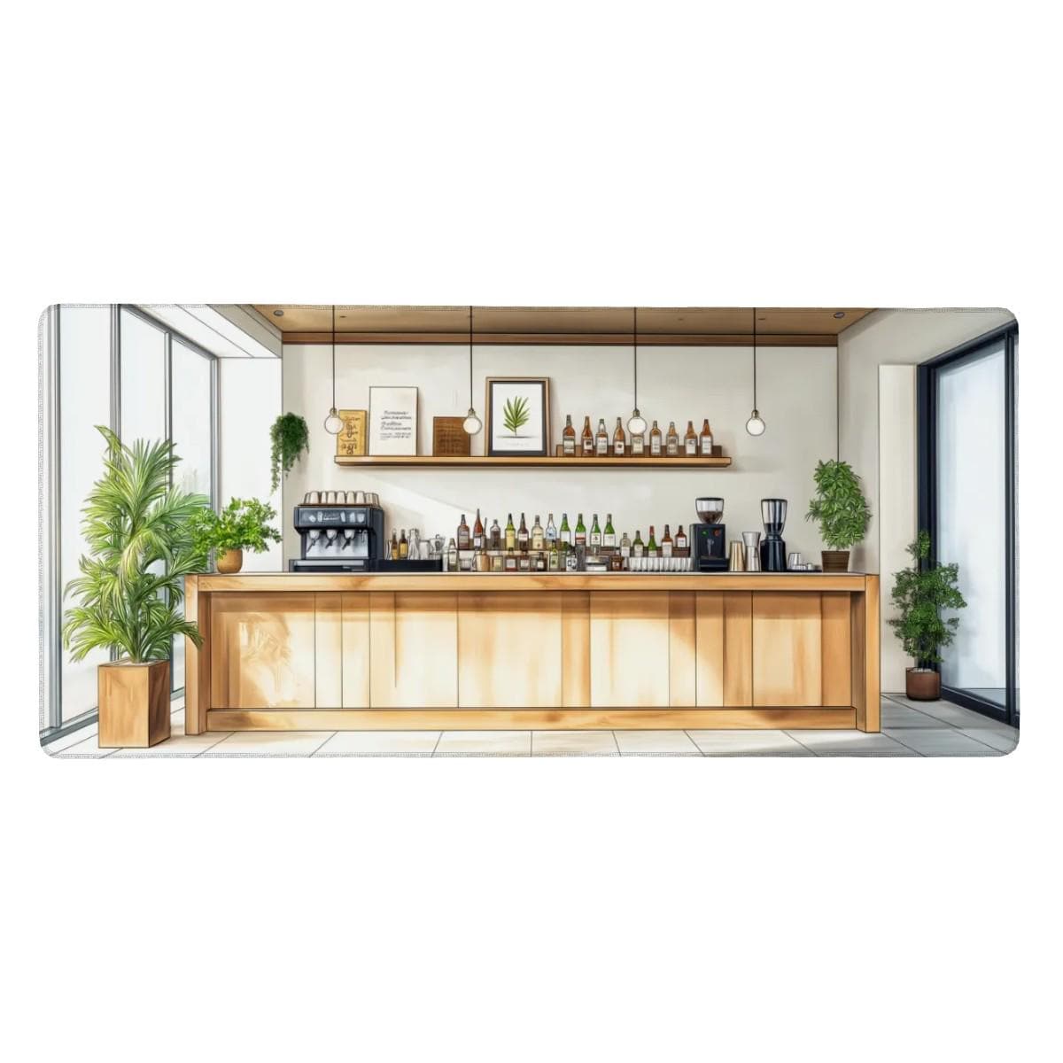 Modern Bar Cafe Desk Mat Coffee Bar Illustration Mouse Pad Modern Bar Cafe Desk Mat Coffee Bar Illustration Mouse Pad