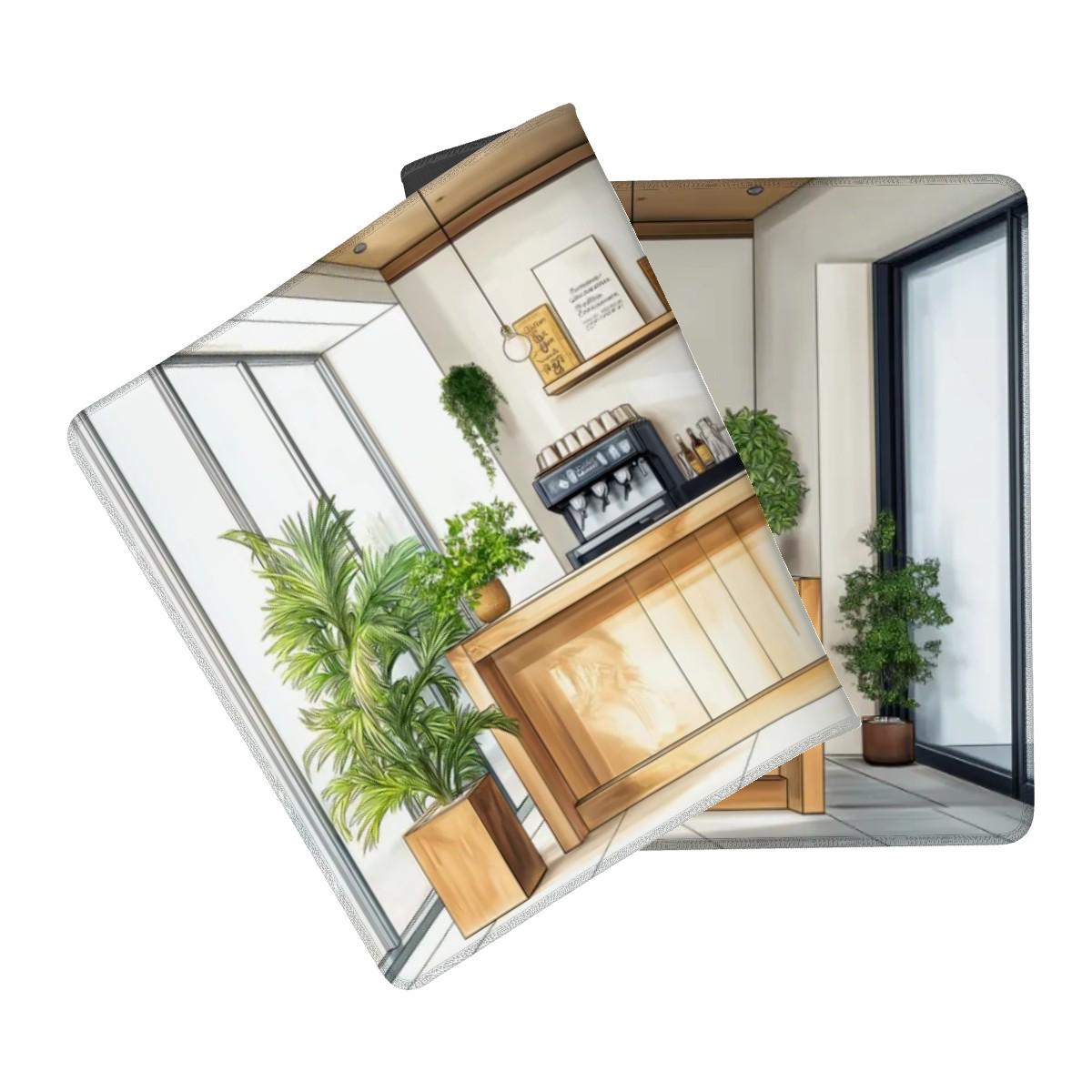 Modern Bar Cafe Desk Mat Coffee Bar Illustration Mouse Pad Modern Bar Cafe Desk Mat Coffee Bar Illustration Mouse Pad