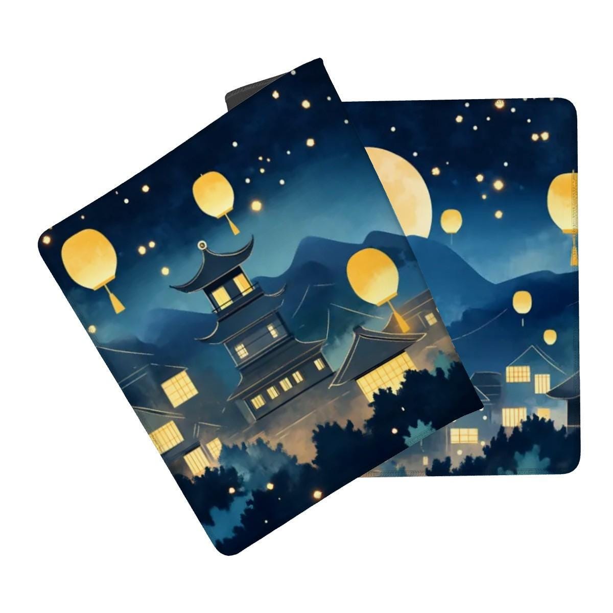 Moonlight Lantern Village Desk Mat Dreamy Starry Night Aesthetic Japanese Mousepad Moonlight Lantern Village Desk Mat Dreamy Starry Night Aesthetic Japanese Mousepad