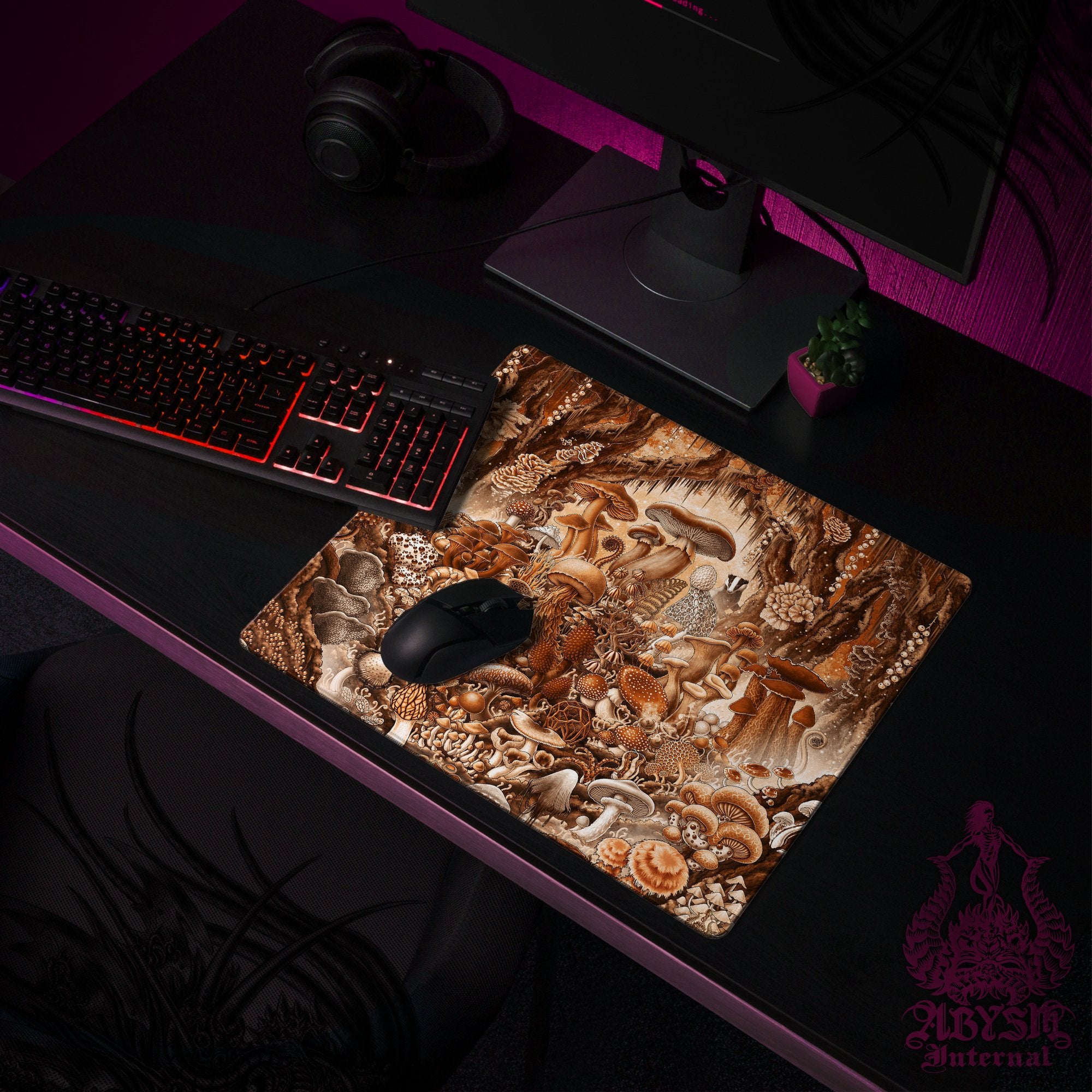 Mushrooms Table Cover, Magic Forest Workpad, Botany Desk Mat Protector, Gaming Mouse Pad, Biology Art Print Gift – Cream Mushrooms Table Cover, Magic Forest Workpad, Botany Desk Mat Protector, Gaming Mouse Pad, Biology Art Print Gift – Cream