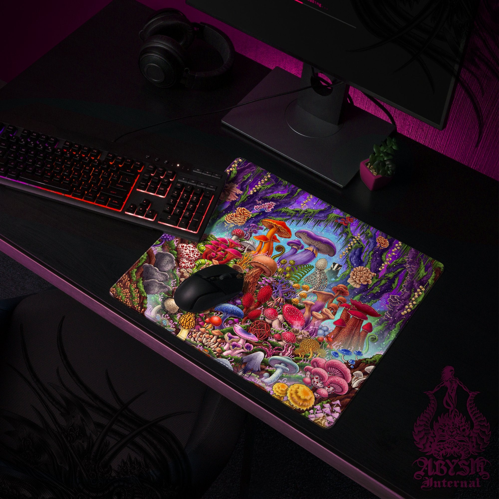 Mushrooms Workpad, Magic Forest Desk Mat, Colorful Gaming Mouse Pad, Table Protector Cover, Botany & Biology Art Print Gift – Original Mushrooms Workpad, Magic Forest Desk Mat, Colorful Gaming Mouse Pad, Table Protector Cover, Botany & Biology Art Print Gift – Original