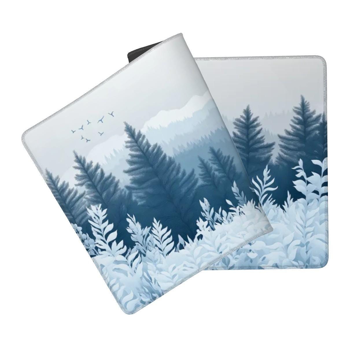 Mystical Forest Wolf Desk Mat Blue and White Snow Mountain Minimalist Nature Mouse Pad Mystical Forest Wolf Desk Mat Blue and White Snow Mountain Minimalist Nature Mouse Pad