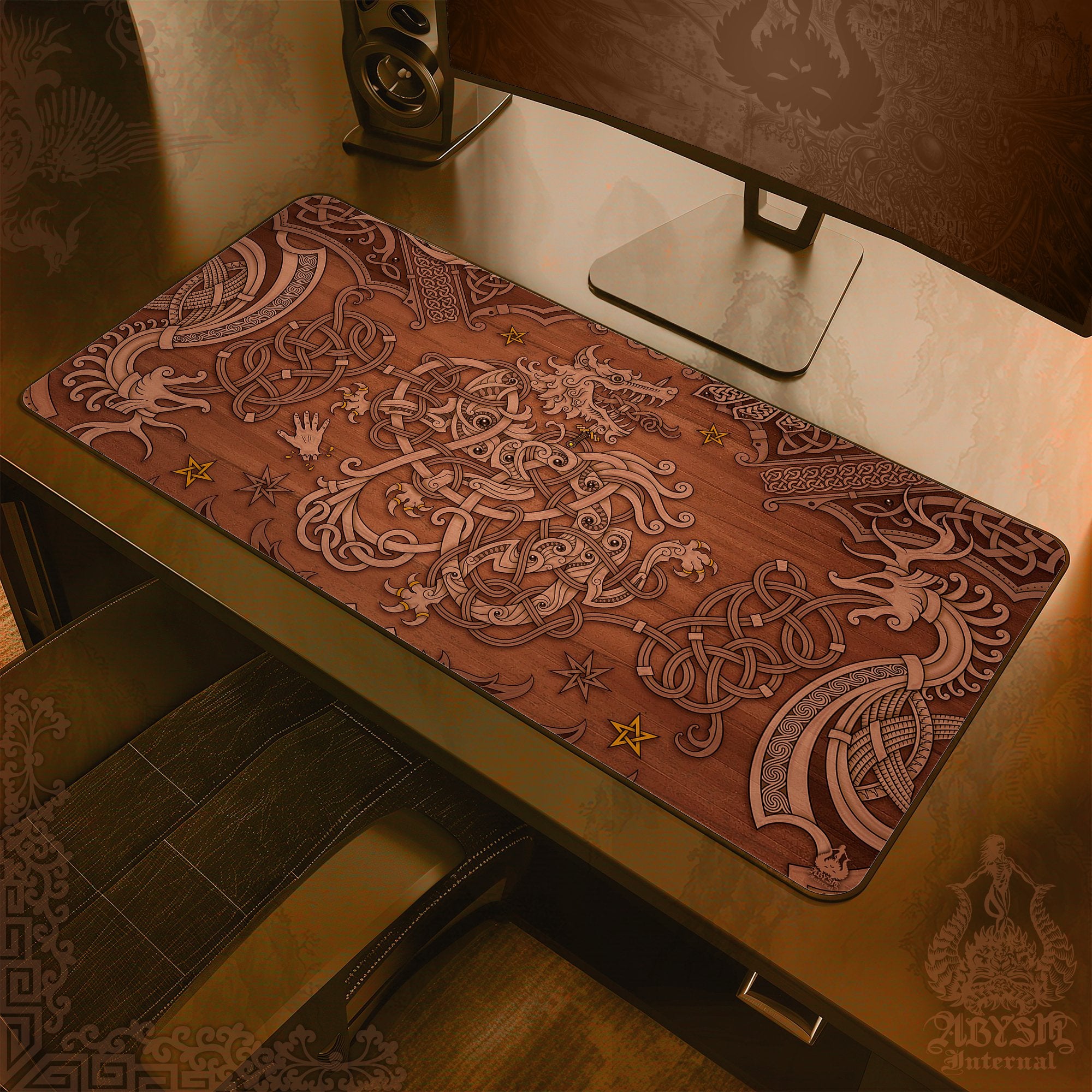 Norse Dragon Mouse Pad, Viking Gaming Desk Mat, Nordic Knotwork Workpad, Fafnir Table Protector Cover, Art Print – Paper Norse Dragon Mouse Pad, Viking Gaming Desk Mat, Nordic Knotwork Workpad, Fafnir Table Protector Cover, Art Print – Paper
