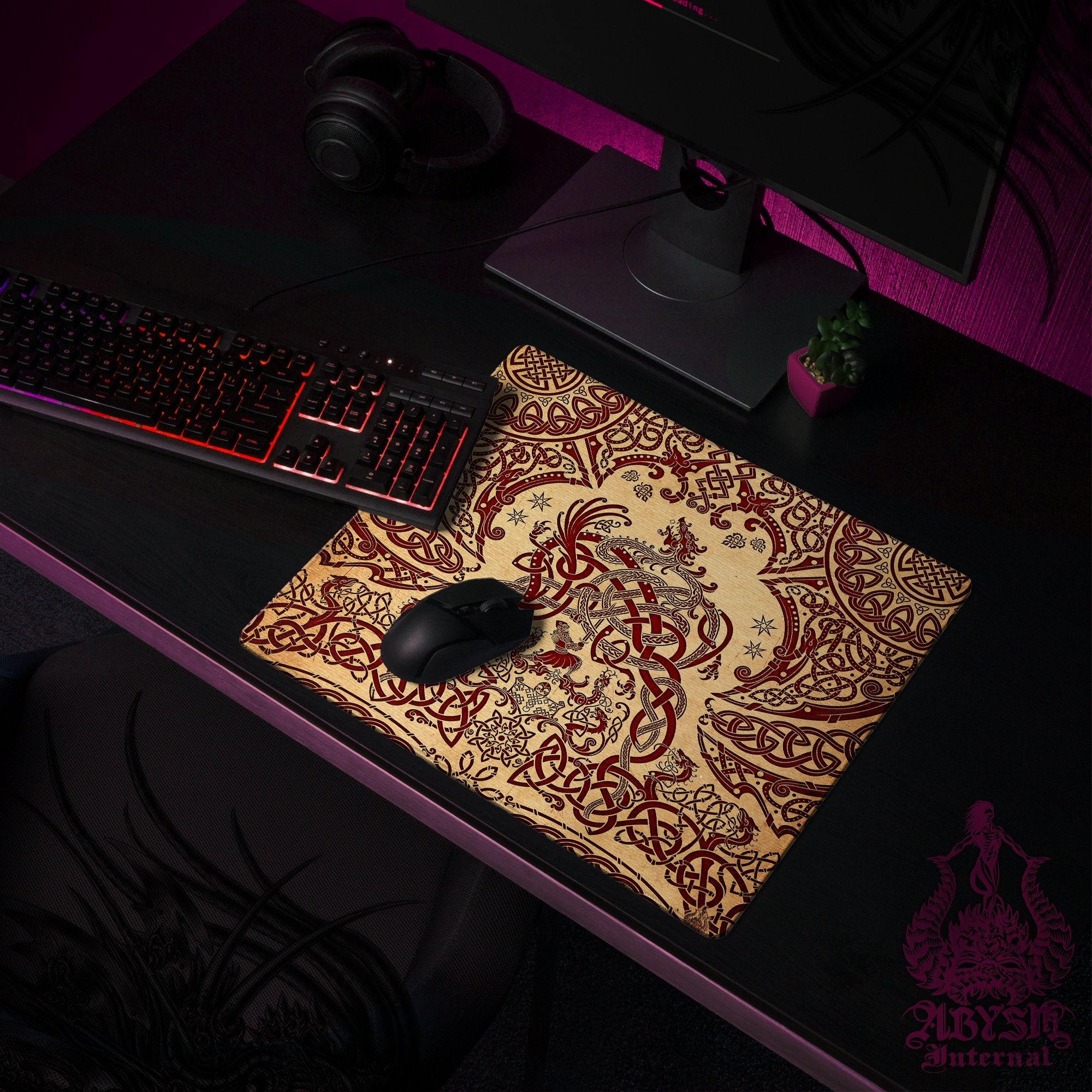 Norse Dragon Mouse Pad, Viking Gaming Desk Mat, Nordic Knotwork Workpad, Fafnir Table Protector Cover, Art Print – Paper Norse Dragon Mouse Pad, Viking Gaming Desk Mat, Nordic Knotwork Workpad, Fafnir Table Protector Cover, Art Print – Paper