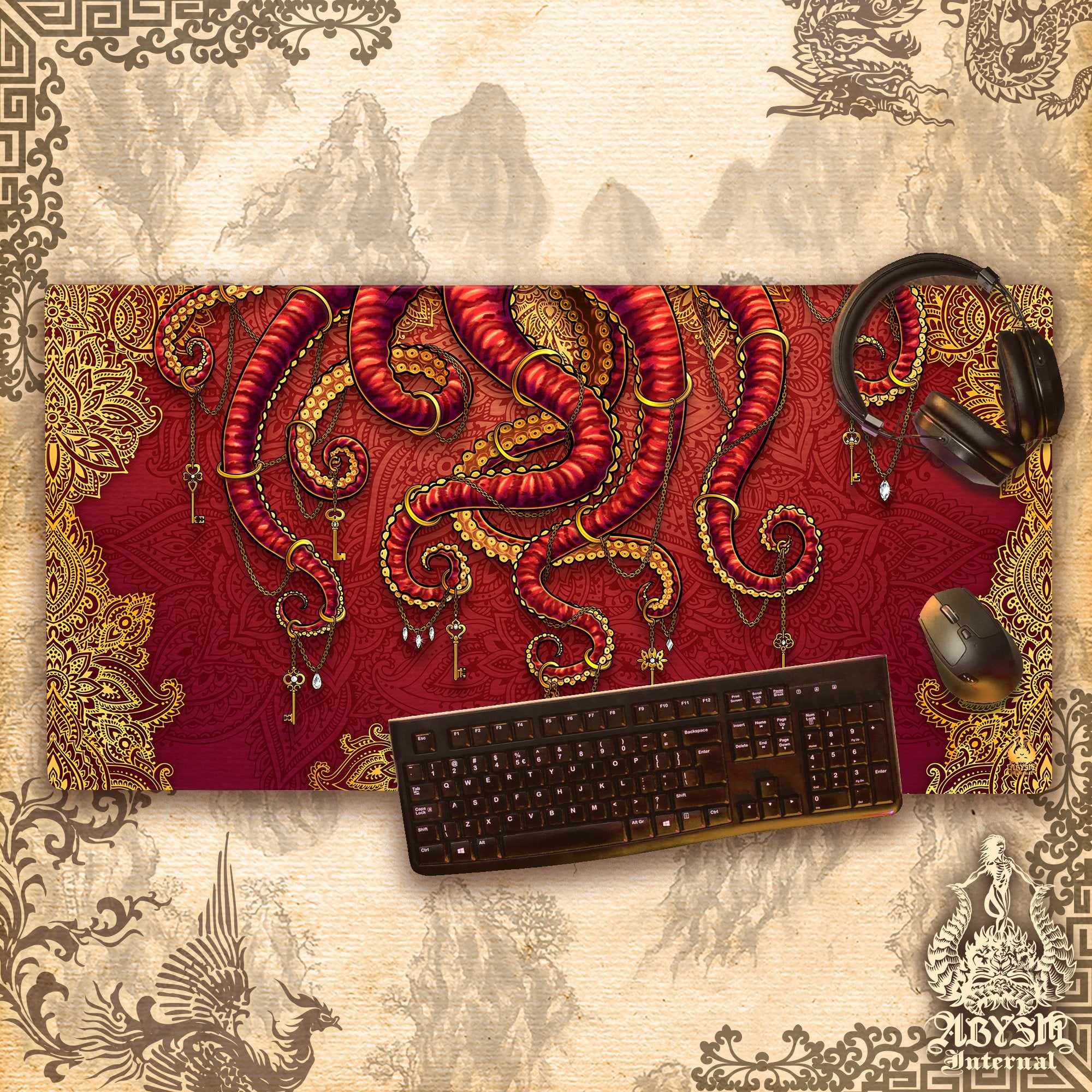 Octopus Desk Mat, Tentacles Gaming Mouse Pad, Boho Table Protector Cover, Indie Workpad, Fantasy Art Print – Mandalas Octopus Desk Mat, Tentacles Gaming Mouse Pad, Boho Table Protector Cover, Indie Workpad, Fantasy Art Print – Mandalas