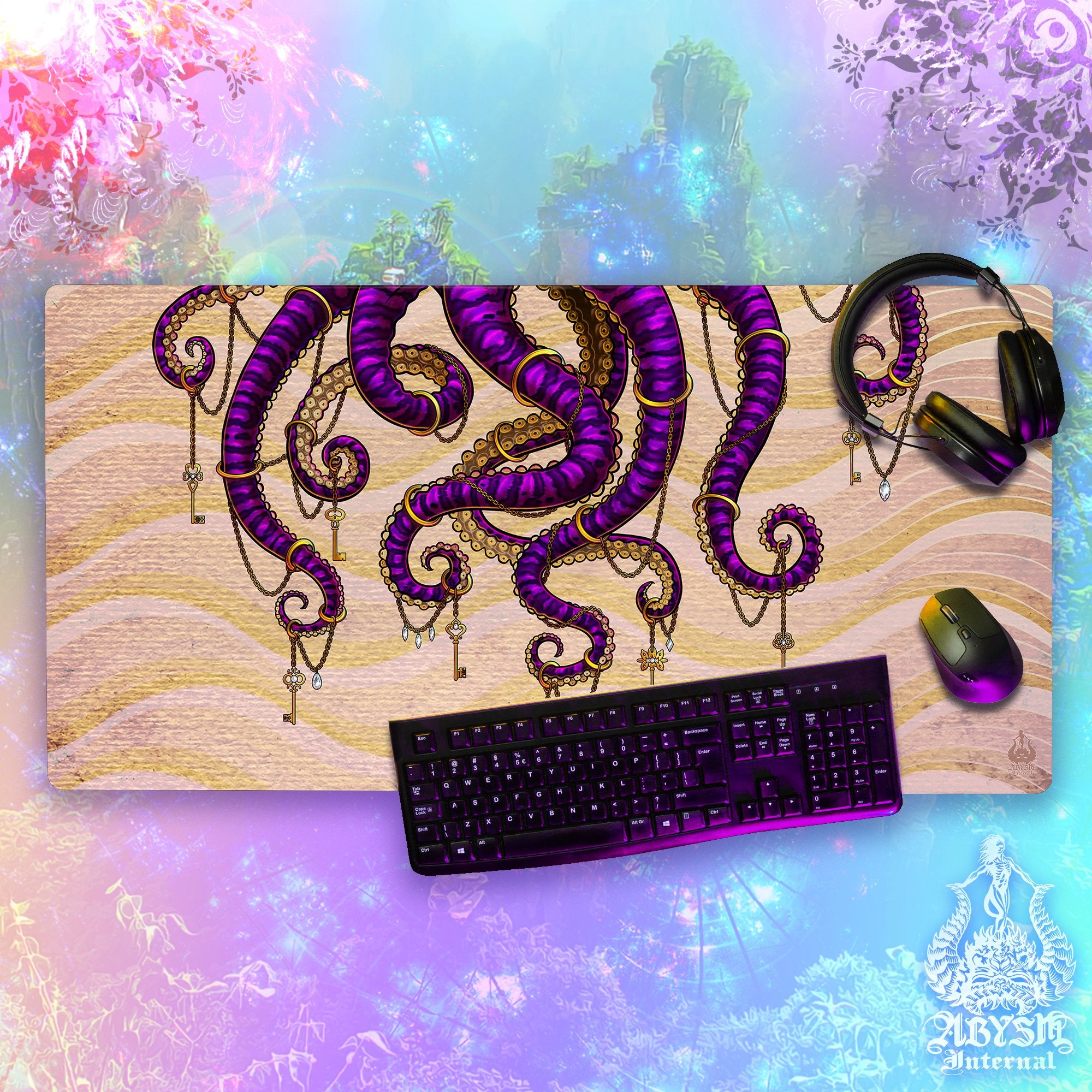 Octopus Workpad, Purple Tentacles Desk Mat, Colorful Gaming Mouse Pad, Gamer Table Protector Cover, Fantasy Art Print – Stone, Sand, 2 Colors Octopus Workpad, Purple Tentacles Desk Mat, Colorful Gaming Mouse Pad, Gamer Table Protector Cover, Fantasy Art Print – Stone, Sand, 2 Colors
