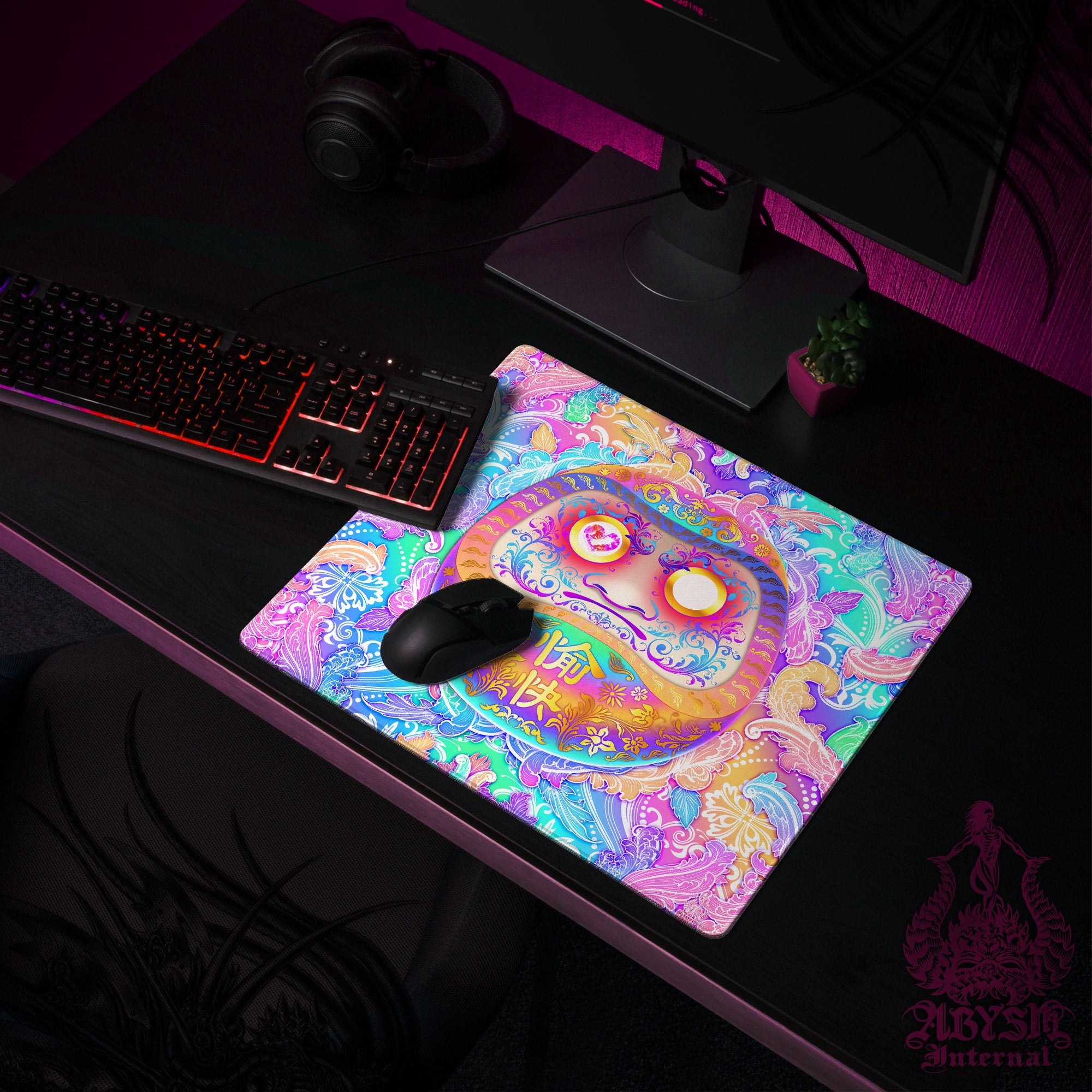 Pastel Gaming Desk Mat, Girl Gamer Mouse Pad, Japanese Daruma Table Protector Cover, Psychedelic Workpad, Harajuku Yume Kawaii Art Print – Manga and Anime Pastel Gaming Desk Mat, Girl Gamer Mouse Pad, Japanese Daruma Table Protector Cover, Psychedelic Workpad, Harajuku Yume Kawaii Art Print – Manga and Anime