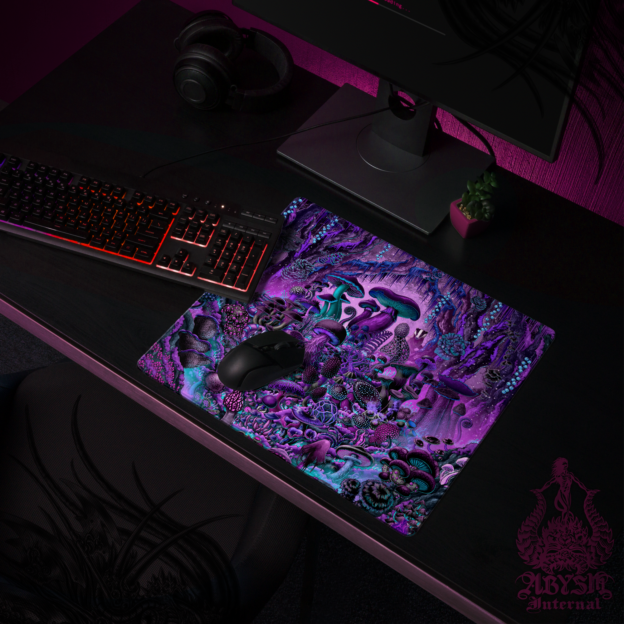 Pastel Goth Gaming Mouse Pad, Magic Mushrooms Desk Mat, Black and Purple Table Protector Cover, Magic Shrooms Workpad Pastel Goth Gaming Mouse Pad, Magic Mushrooms Desk Mat, Black and Purple Table Protector Cover, Magic Shrooms Workpad