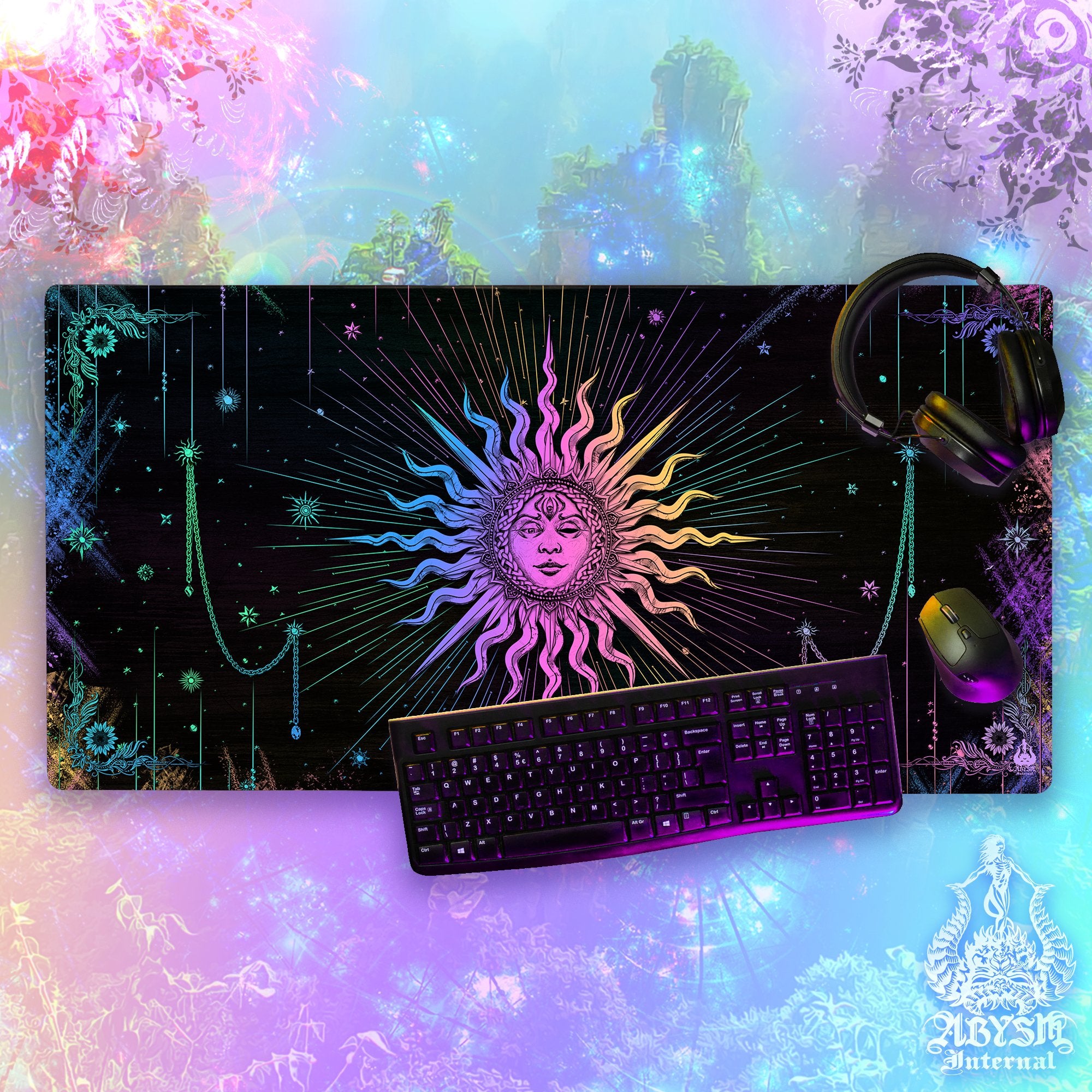 Pastel Sun Workpad, Tarot Arcana Desk Mat, Witch Gaming Mouse Pad, BBBBB Table Protector Cover, Dark Esoteric Art Print Pastel Sun Workpad, Tarot Arcana Desk Mat, Witch Gaming Mouse Pad, BBBBB Table Protector Cover, Dark Esoteric Art Print