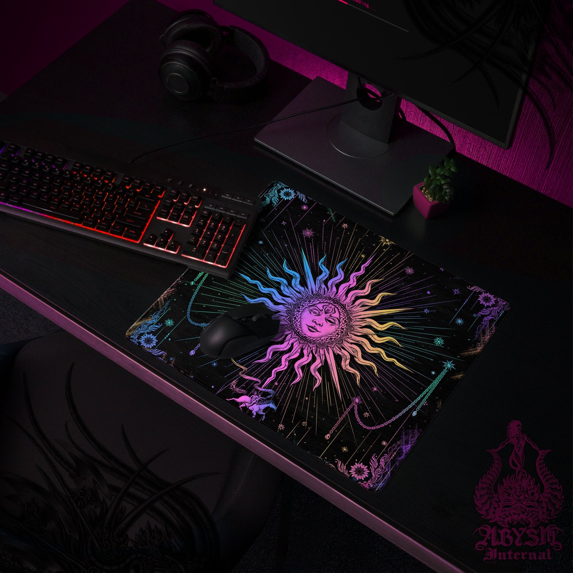 Pastel Sun Workpad, Tarot Arcana Desk Mat, Witch Gaming Mouse Pad, BBBBB Table Protector Cover, Dark Esoteric Art Print Pastel Sun Workpad, Tarot Arcana Desk Mat, Witch Gaming Mouse Pad, BBBBB Table Protector Cover, Dark Esoteric Art Print