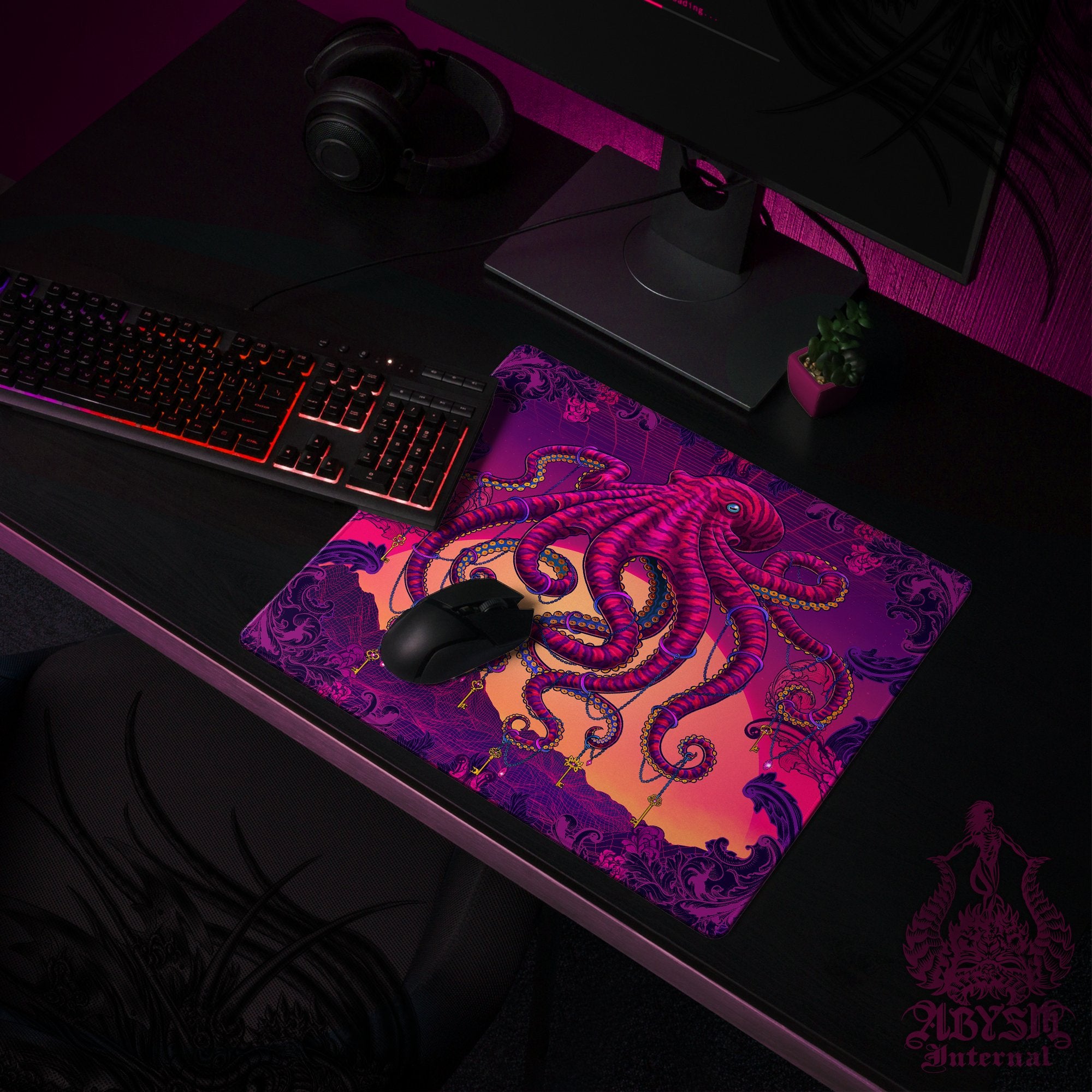 Psychedelic Workpad, Octopus Desk Mat, Tentacles Gaming Mouse Pad, Gamer Table Protector Cover, Fantasy Art Print – Vaporwave Psychedelic Workpad, Octopus Desk Mat, Tentacles Gaming Mouse Pad, Gamer Table Protector Cover, Fantasy Art Print – Vaporwave