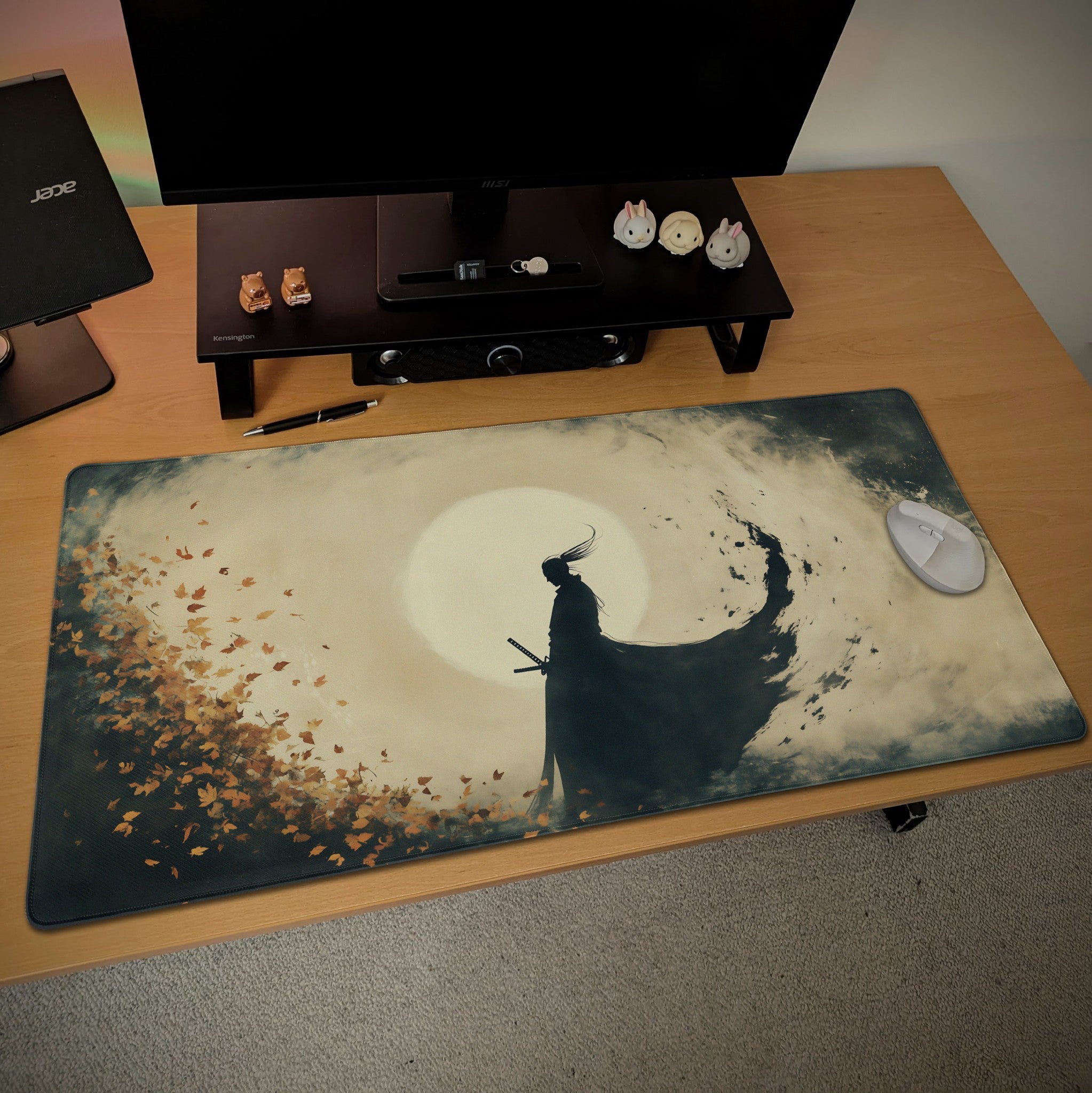 Ronin Samurai Desk Mat  Ink Art Style Sumi-e  Anime concept Mouse Pad