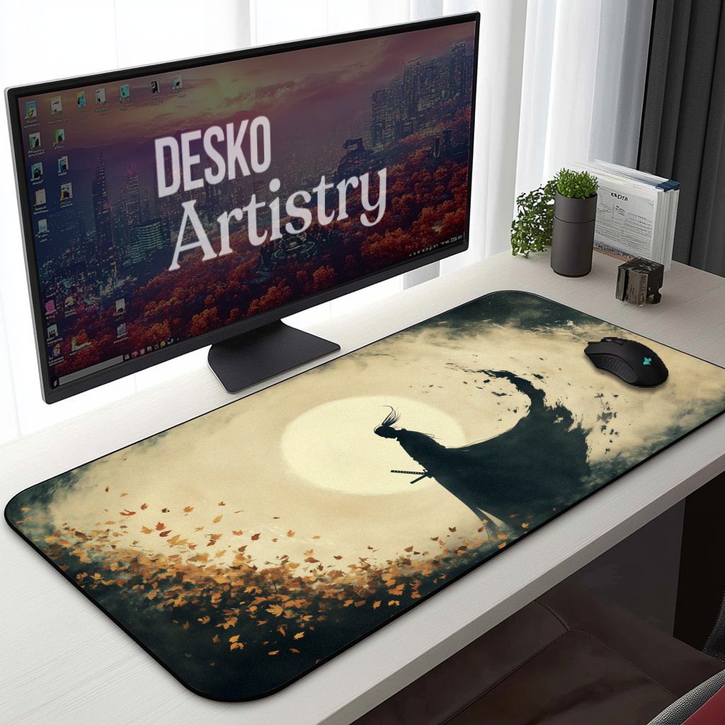 Ronin Samurai Desk Mat Ink Art Style Sumi-e Anime concept Mouse Pad Ronin Samurai Desk Mat Ink Art Style Sumi-e Anime concept Mouse Pad
