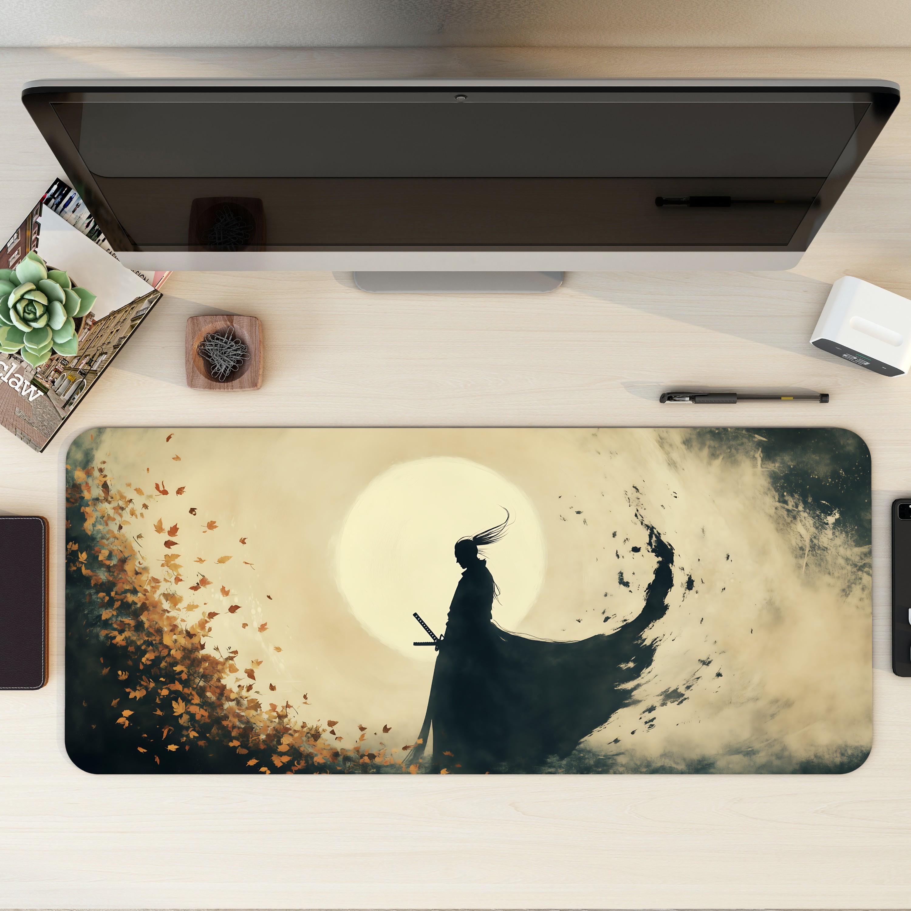Ronin Samurai Desk Mat Ink Art Style Sumi-e Anime concept Mouse Pad Ronin Samurai Desk Mat Ink Art Style Sumi-e Anime concept Mouse Pad