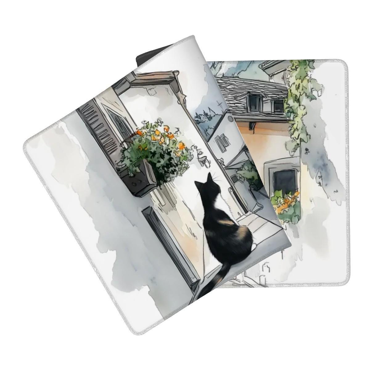 Sketchbook Hallstatt Cat Desk Mat European Street Mouse Pad Ink & Watercolor Art for Cat Lovers Sketchbook Hallstatt Cat Desk Mat European Street Mouse Pad Ink & Watercolor Art for Cat Lovers