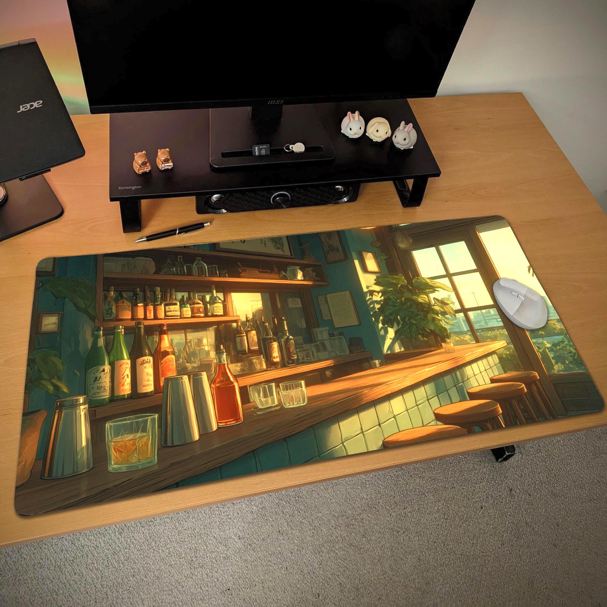 Sunset Bar Scene Desk Mat Old Fashioned Cocktail Loungc Desk Pad Sunset Bar Scene Desk Mat Old Fashioned Cocktail Loungc Desk Pad