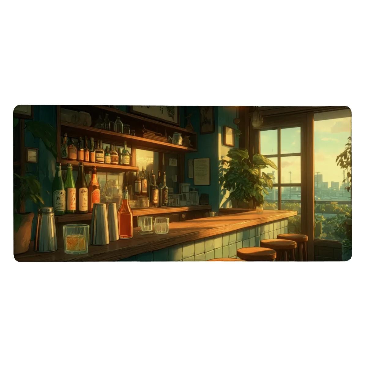 Sunset Bar Scene Desk Mat Old Fashioned Cocktail Loungc Desk Pad Sunset Bar Scene Desk Mat Old Fashioned Cocktail Loungc Desk Pad