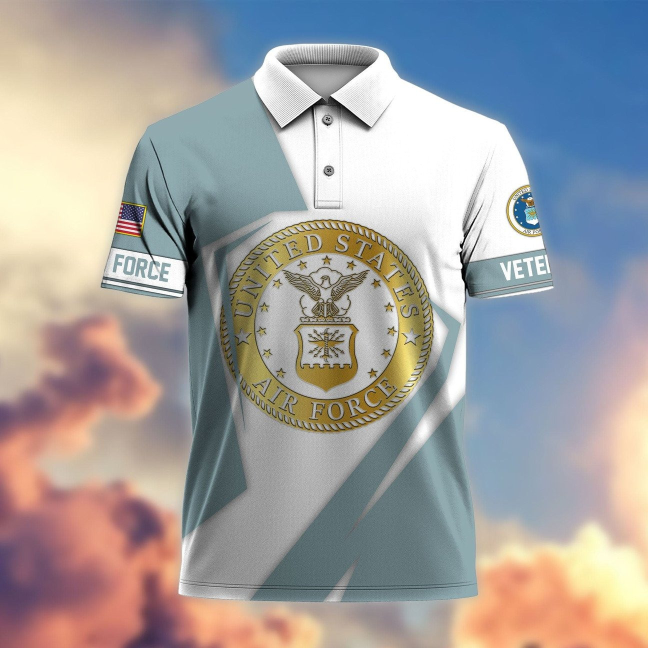 US Air Force Gold Seal Polo Shirt Exclusive Military Gift for Dad and Husband and Friends on Veterans Day