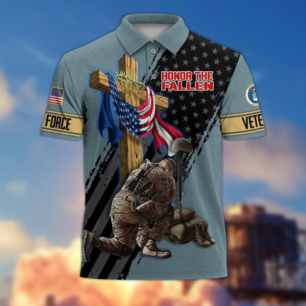 US Air Force Honor the Fallen Polo Shirt Perfect Gift for For Dad and Husband on Veterans Day