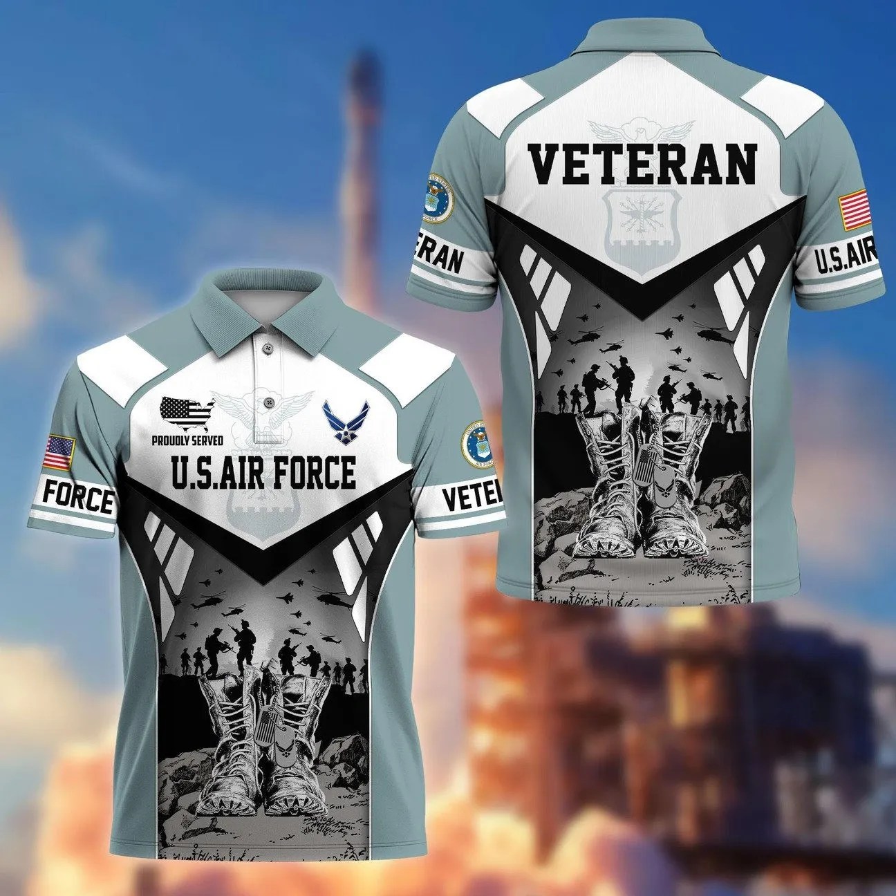 US Air Force Patriotic Veterans Polo Shirt Great Gift for Dad and Husband and Friends on Veterans Day