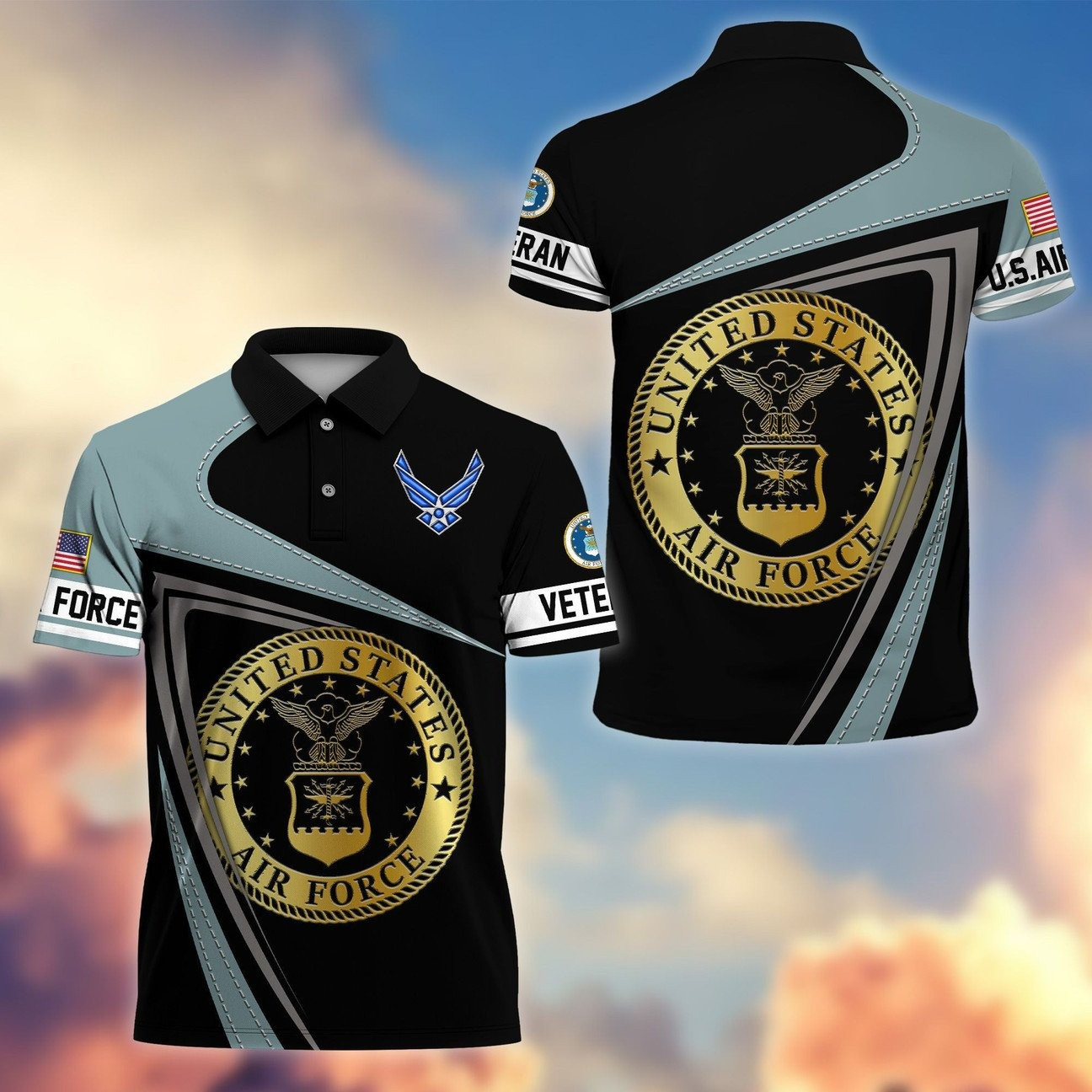 US Air Force Seal Polo Shirt Official Military Gift for Dad and Husband and Friends on Veterans Day