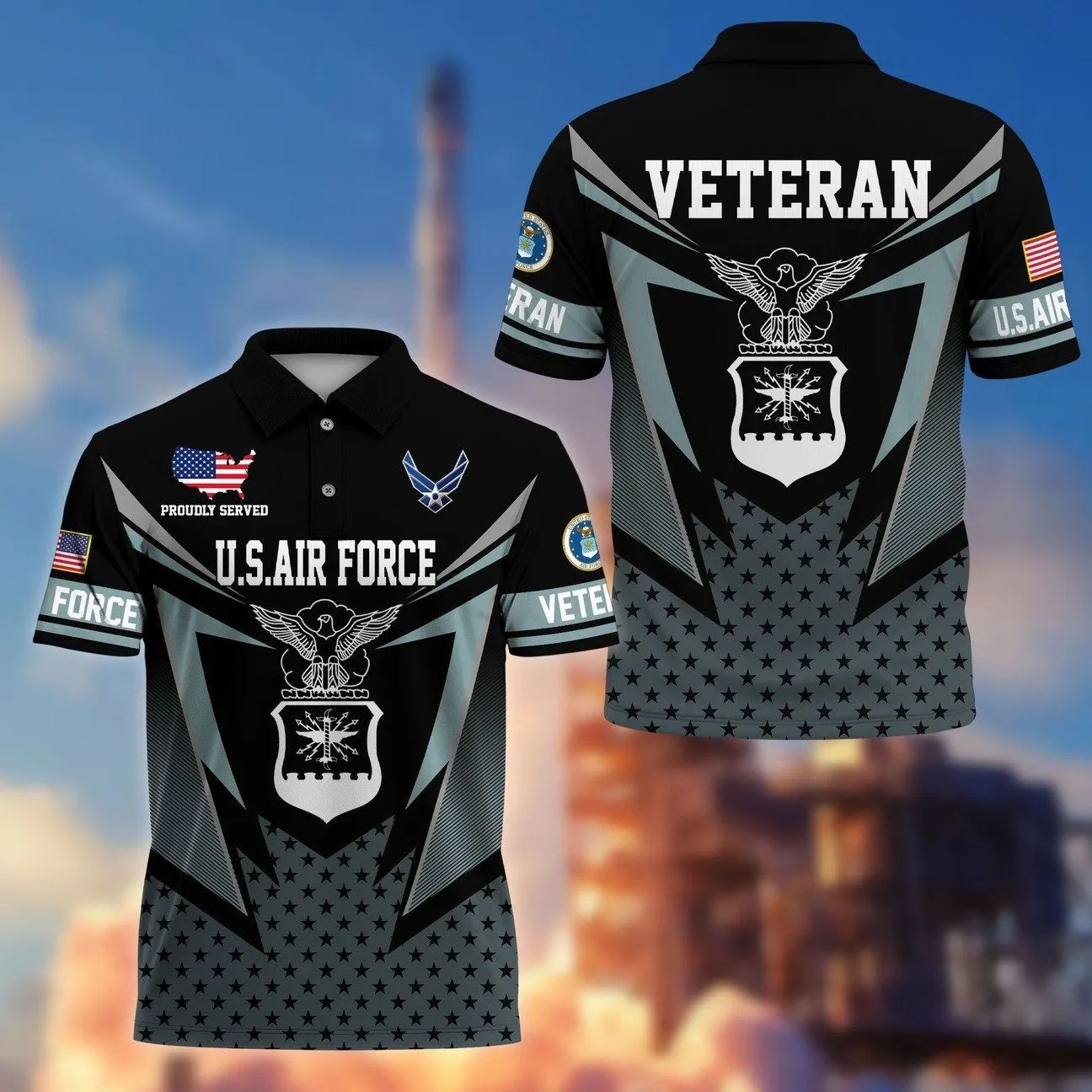 US Air Force Veteran Polo Shirt Premium Military Gift for Father and Husband and Friends on Veteran Day