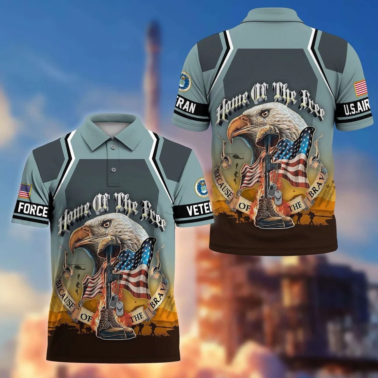 US Air Force Veterans Polo Shirt Home Of The Free USAF Shirt Best Gift for Dad US Air Force Veterans Polo Shirt Home Of The Free USAF Shirt Best Gift for Dad