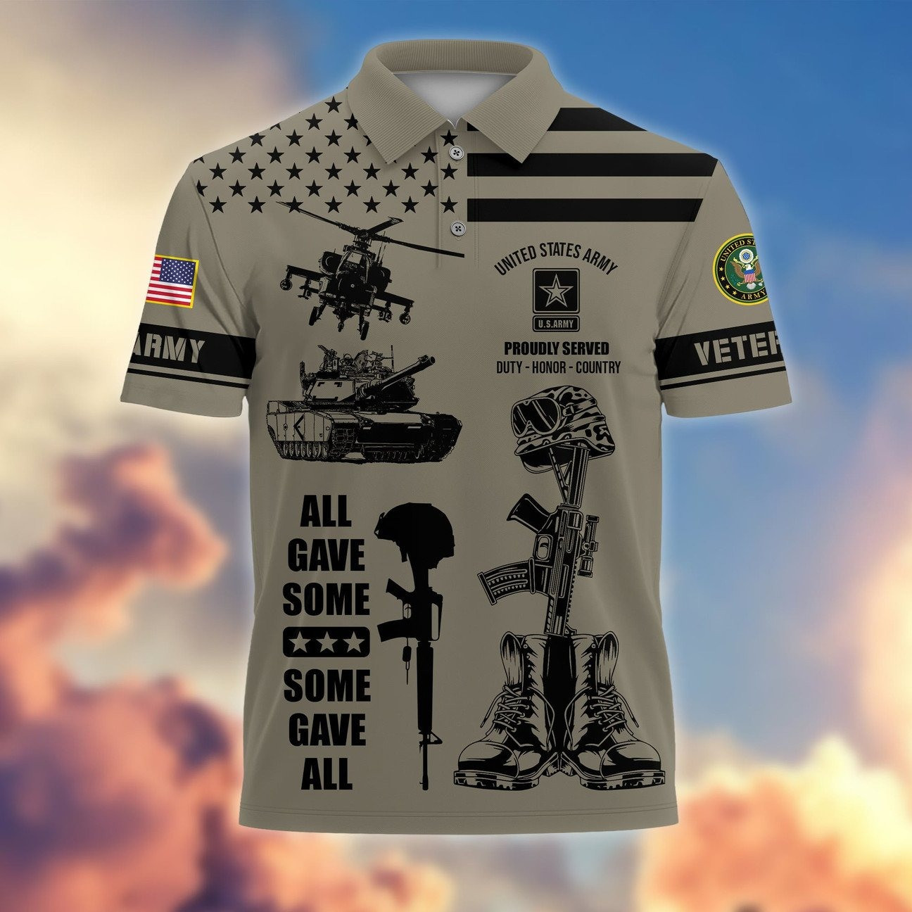 US Army All Gave Some Proudly Served Polo Shirt Perfect Gift for For Dad and Husband on Veterans Day