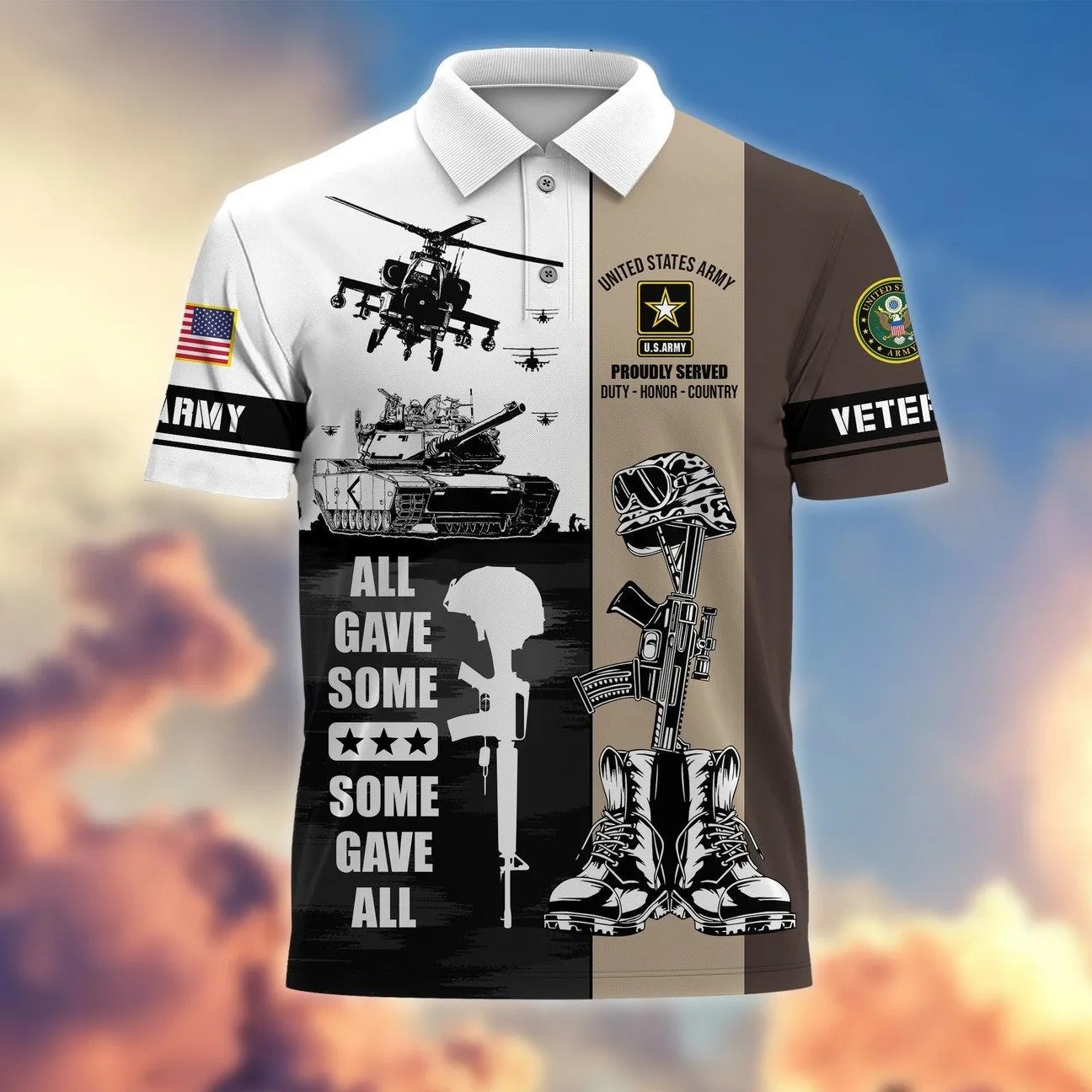 US Army Battlefield Cross All Gave Some, Some Gave All Polo Shirt Veteran Gift For Dad and Husband on Veterans Day