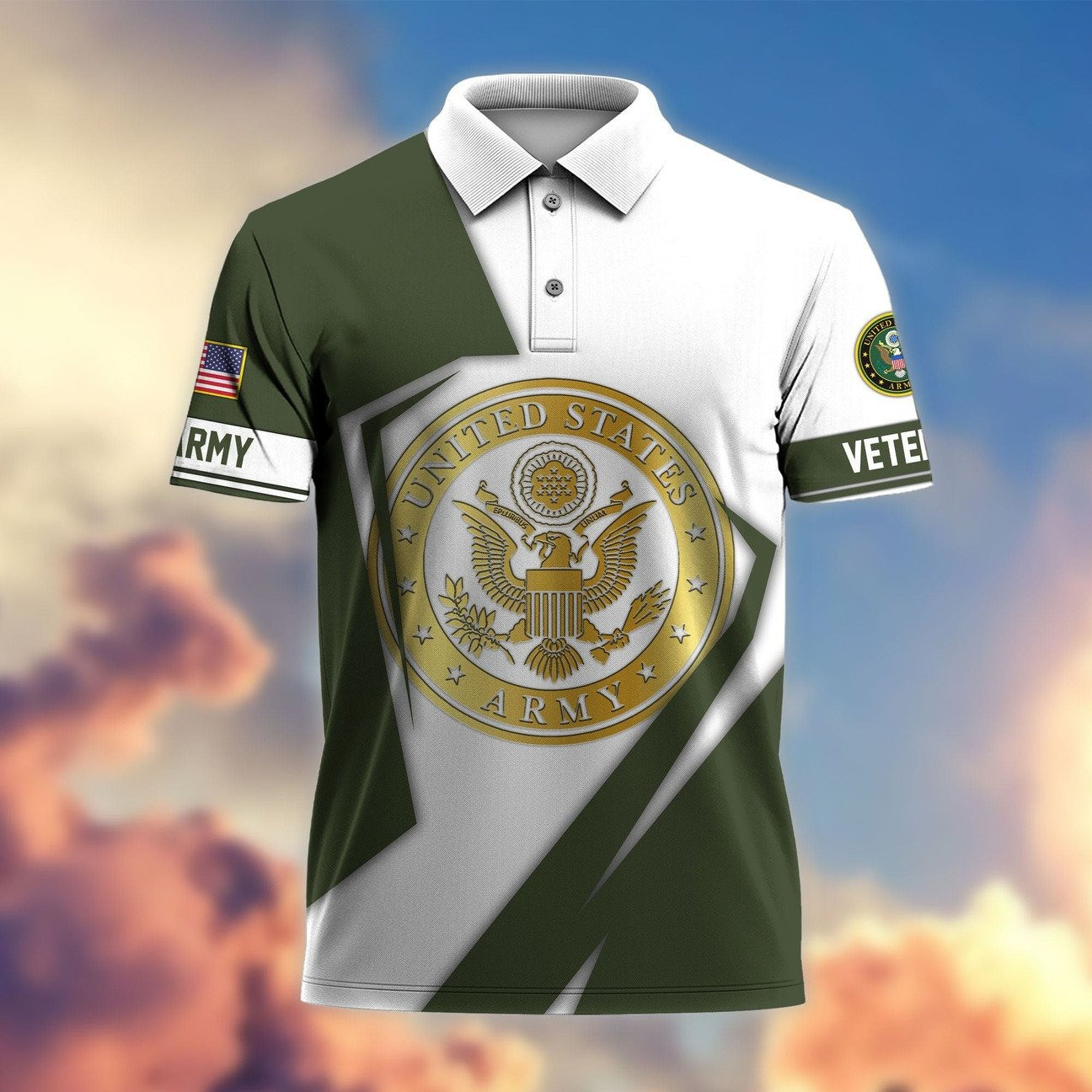 US Army Gold Seal Polo Shirt Exclusive Military Gift for Dad and Husband and Friends on Veterans Day
