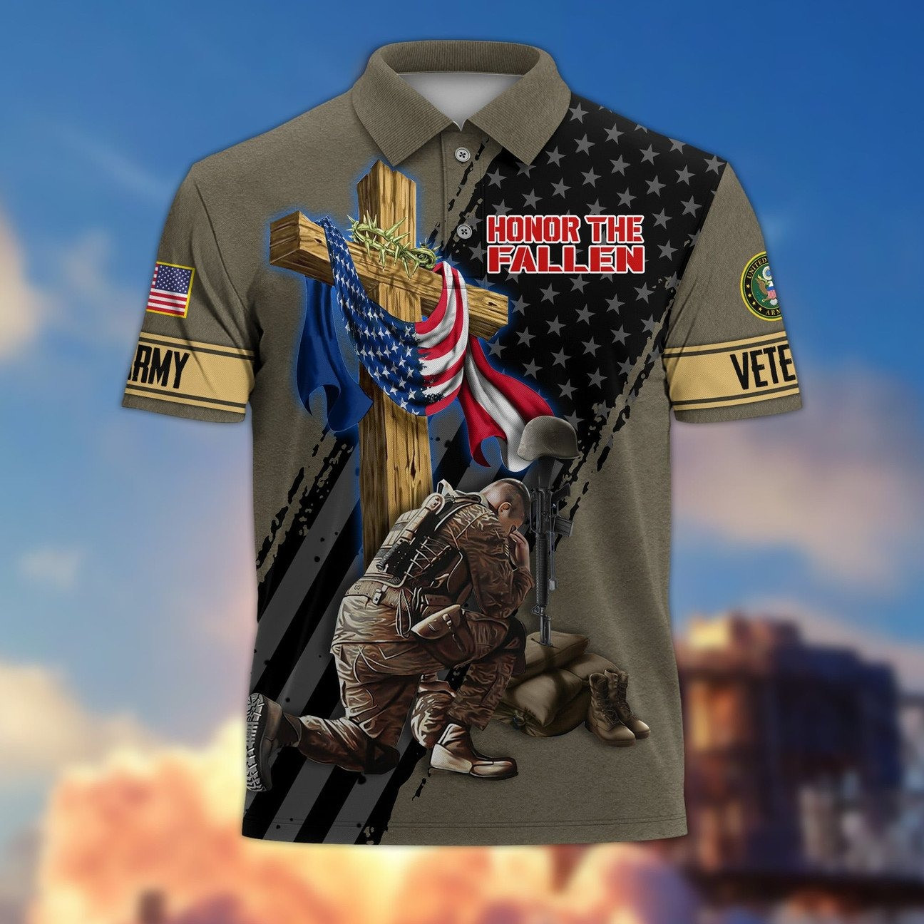 US Army Honor the Fallen Polo Shirt Perfect Gift for For Dad and Husband on Veterans Day