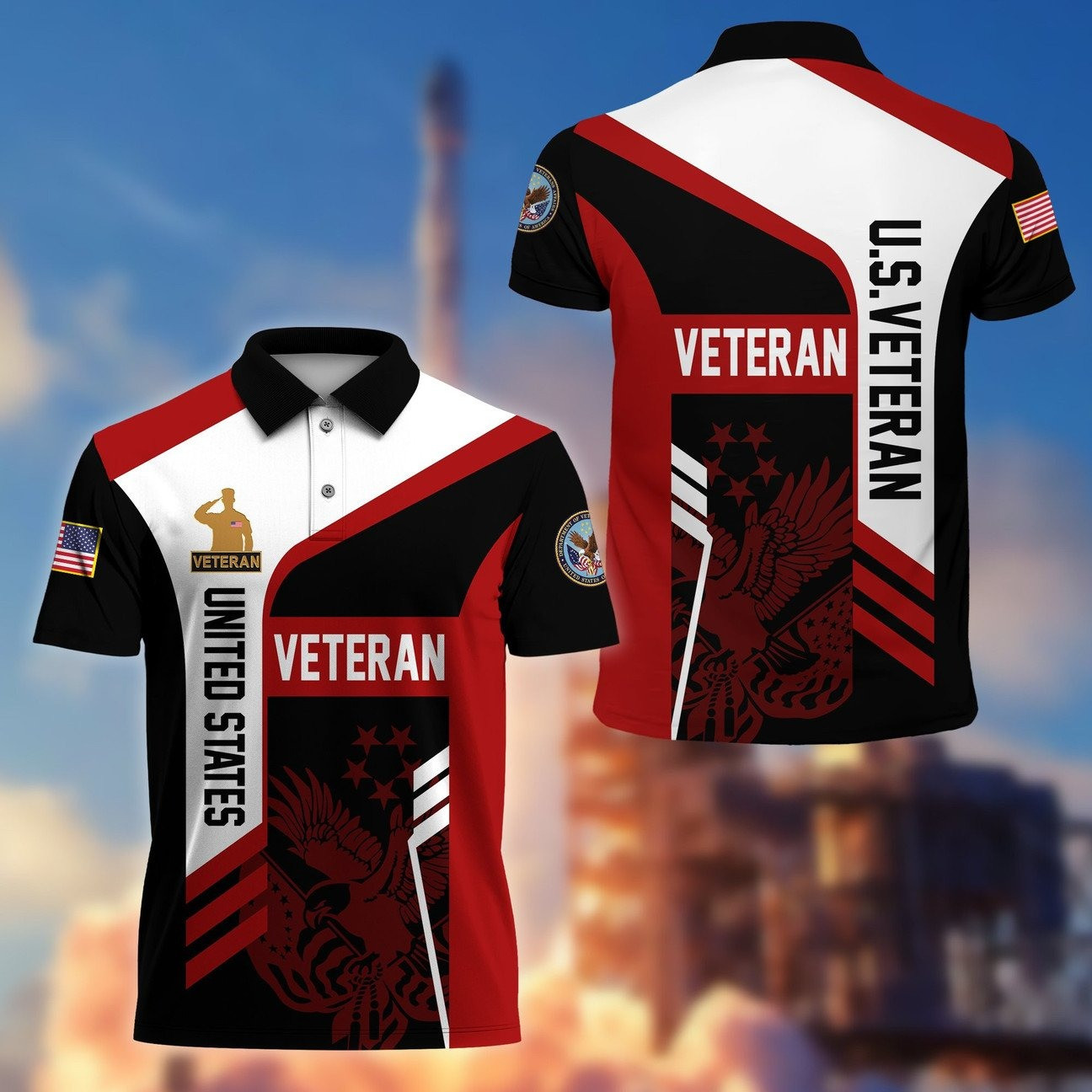 United States Veteran Polo Shirt Patriotic Military Gift for Dad and Friends and Husband on Veteran Day