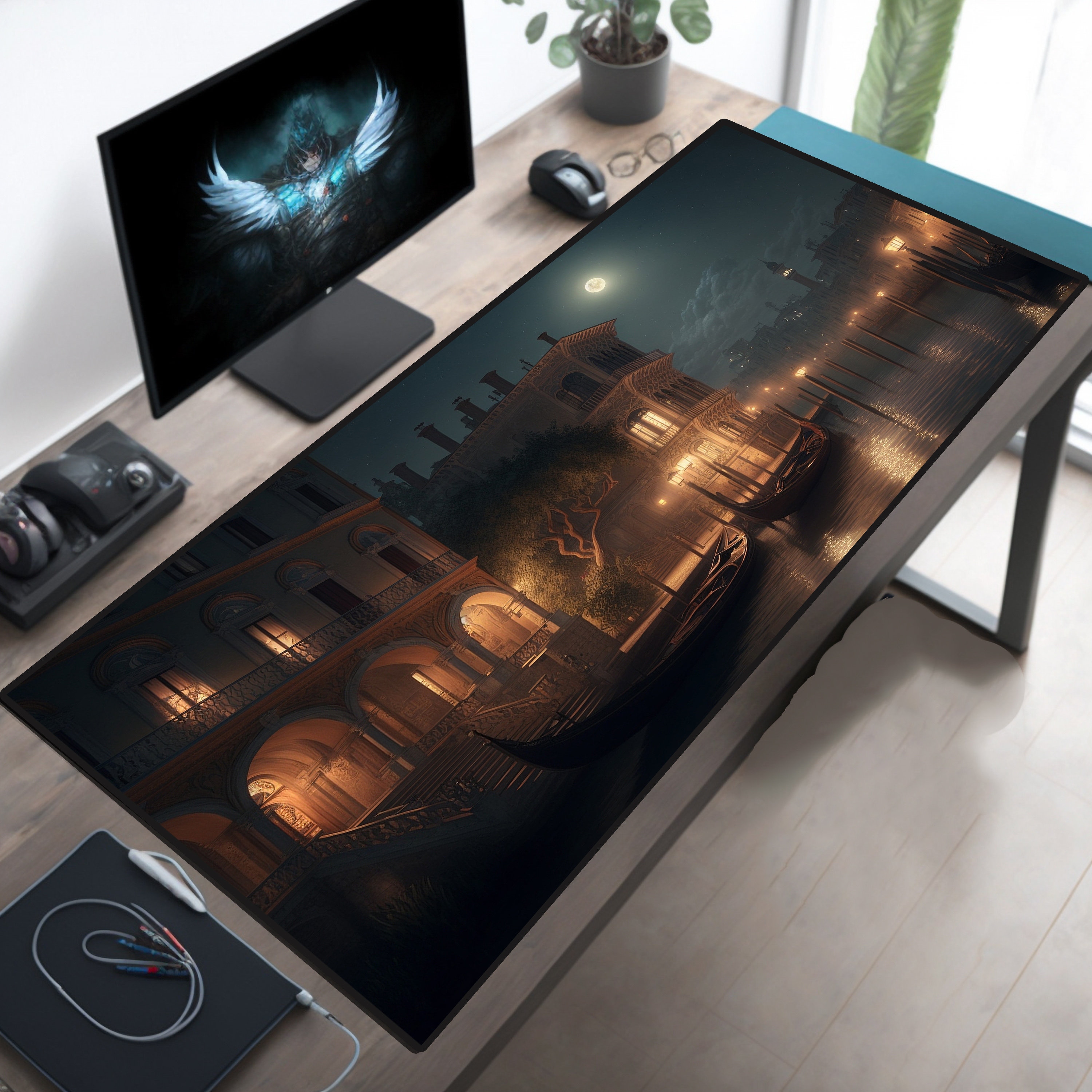 Venice Grand Canal Large Desk Mat, Aesthetic Desk Accessory Cute Wrist Rest Mouse Pad XL Keyboard  Desk Pad Computer Mousepad G
