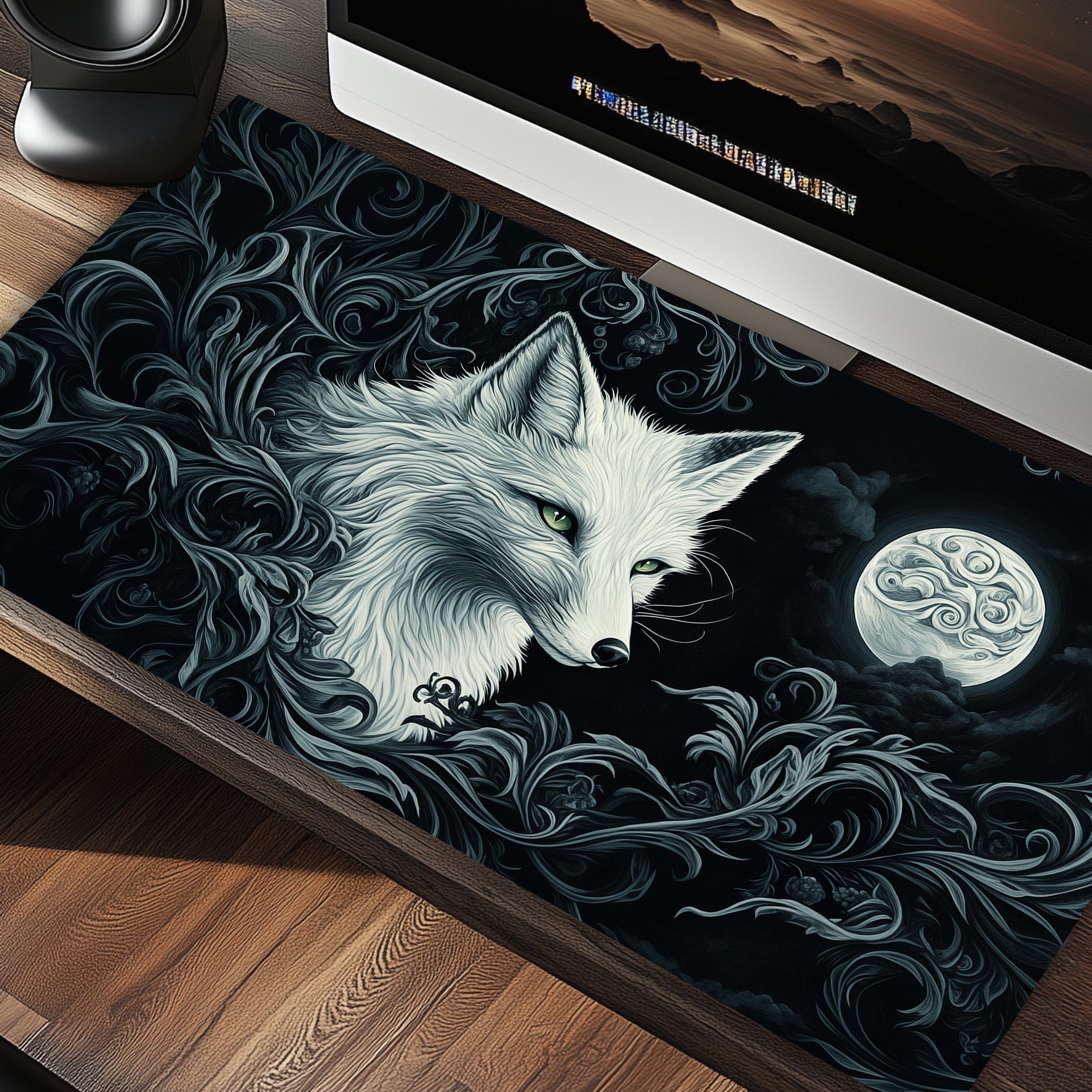 White Arctic Fox Gaming Playmat Desk Pad – Gamer Gift for Him or Her – Game Table Decor – Oversized Desk Mat Mousepad XL – Mousemat 1888433362 2337