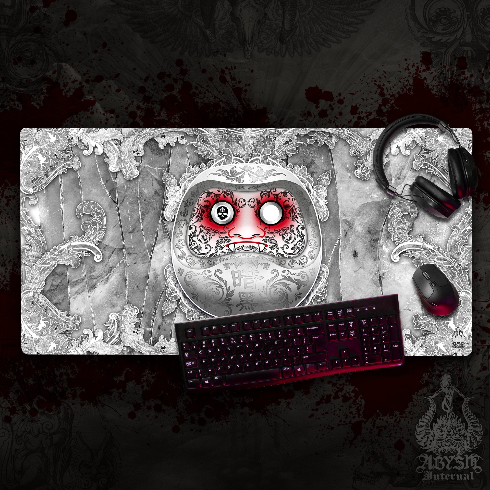 White Workpad, Daruma Desk Mat, Japanese Gaming Mouse Pad, Manga Table Protector Cover, Anime Art Print – Stone White Workpad, Daruma Desk Mat, Japanese Gaming Mouse Pad, Manga Table Protector Cover, Anime Art Print – Stone
