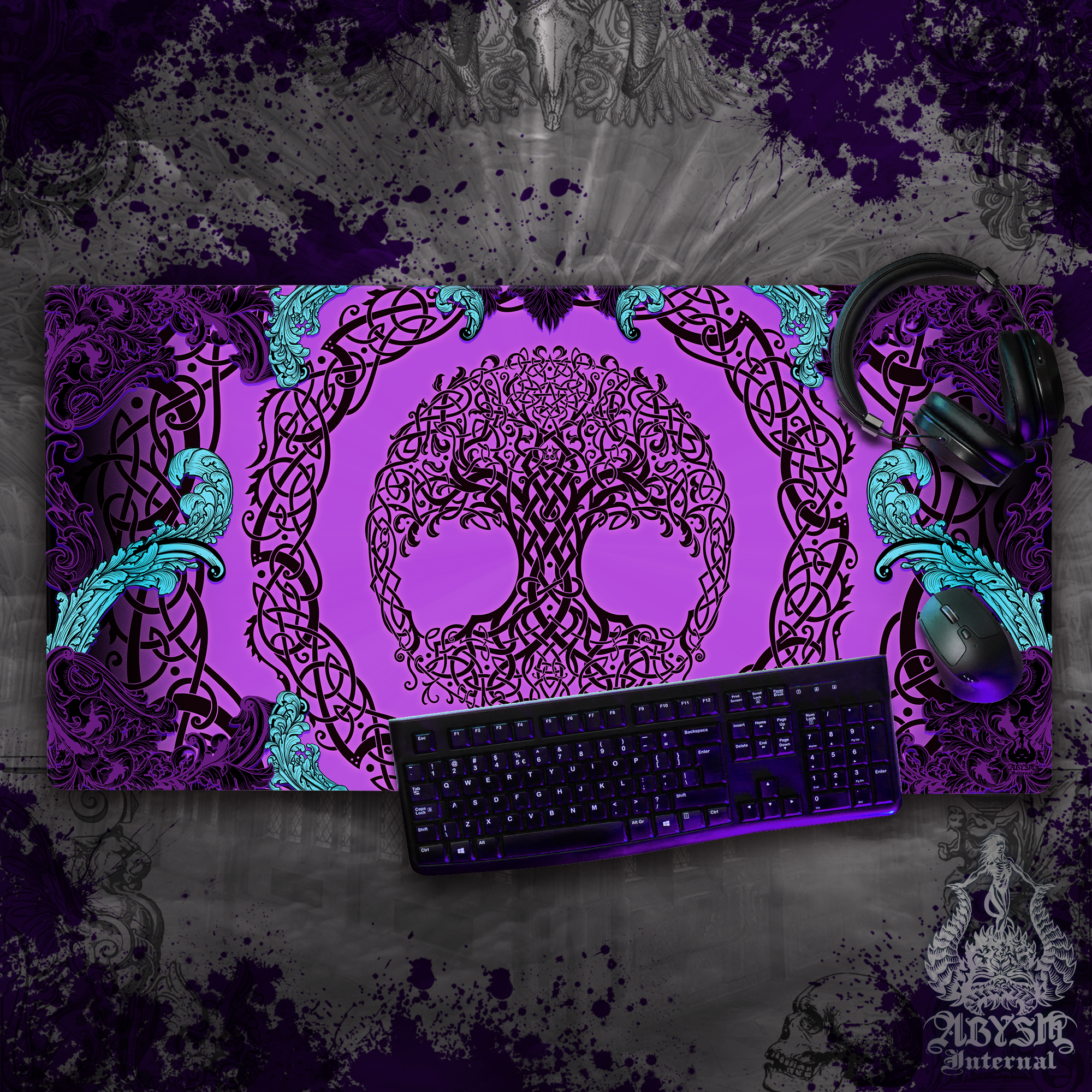 Witchy Gaming Mouse Pad, Tree of Life Desk Mat, Wicca Table Protector Cover, Celtic Knotwork Workpad, Whimsigoth Art Print – Pastel Goth, Pink and Purple Black, 2 Colors Witchy Gaming Mouse Pad, Tree of Life Desk Mat, Wicca Table Protector Cover, Celtic Knotwork Workpad, Whimsigoth Art Print – Pastel Goth, Pink and Purple Black, 2 Colors