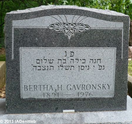 GAVRONSKY, BERTHA H. - Appanoose County, Iowa | BERTHA H. GAVRONSKY 