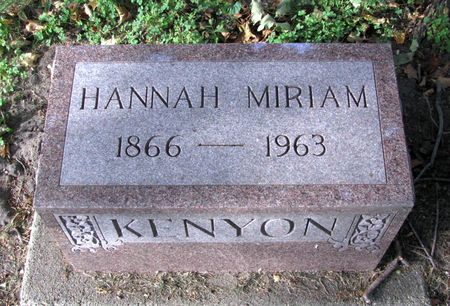 KENYON, HANNAH MIRIAM - Black Hawk County, Iowa | HANNAH MIRIAM KENYON 