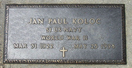 KOLOC, JAN PAUL - US NAVY PLAQUE - Black Hawk County, Iowa | JAN PAUL - US NAVY PLAQUE KOLOC 