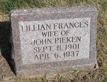 PIEKEN, LILLIAN FRANCES - Cass County, Iowa | LILLIAN FRANCES PIEKEN 