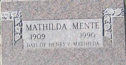 MENTE, MATHILDA - Cedar County, Iowa | MATHILDA MENTE 