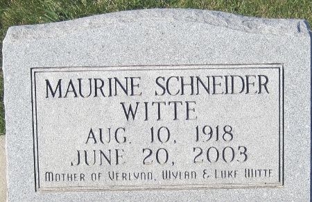 SCHNEIDER WITTE, MAURINE - Cedar County, Iowa | MAURINE SCHNEIDER WITTE 