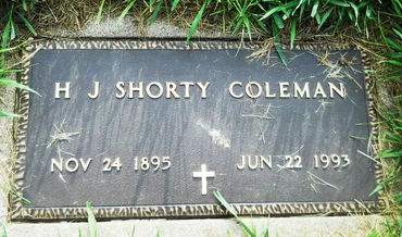 COLEMAN, H. J. SHORTY - Clay County, Iowa | H. J. SHORTY COLEMAN 