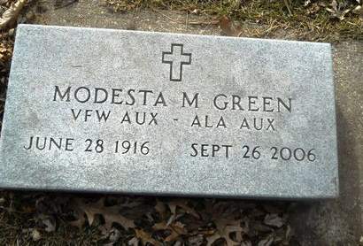 GREEN, MODESTA M. - Clay County, Iowa | MODESTA M. GREEN 